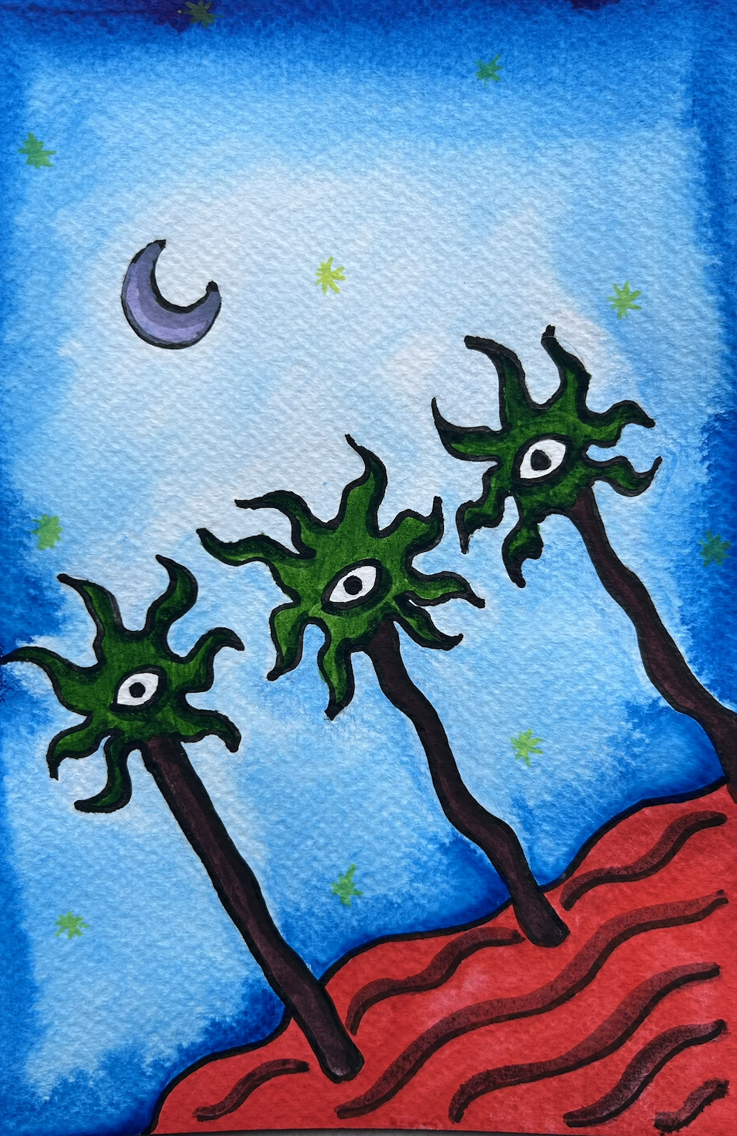 Surreal Land, 2024 - 21x29cm - Watercolor and ink in cotton paper (Sketch for Sikka 2025 project)