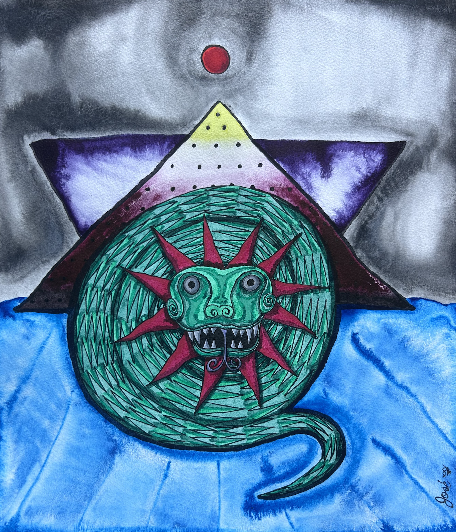 Ouroboros, 2025 - 33x38cm - Watercolour & ink on cotton paper