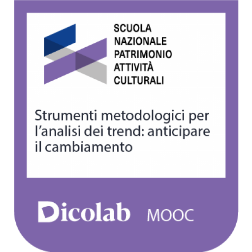 Copertina di un documento con logo di scuola e testo sul metodo di analisi dei trend e il cambiamento, con il titolo Dicolab MOOC.