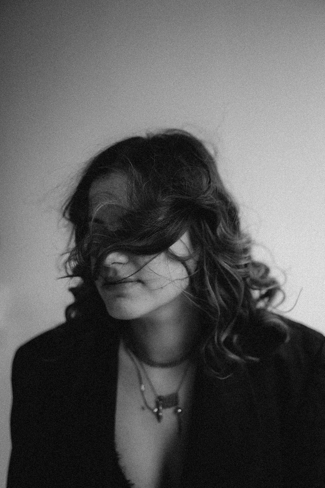 black and white portrait woman