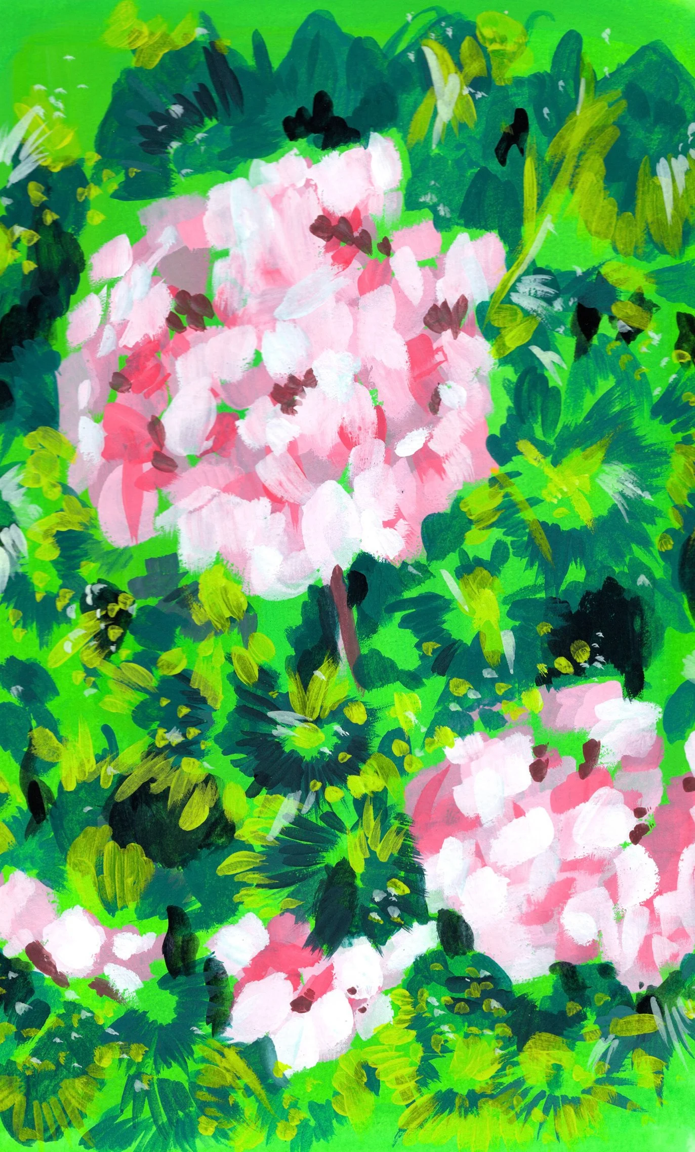 Abstract Floral Gouache Painting, 2023