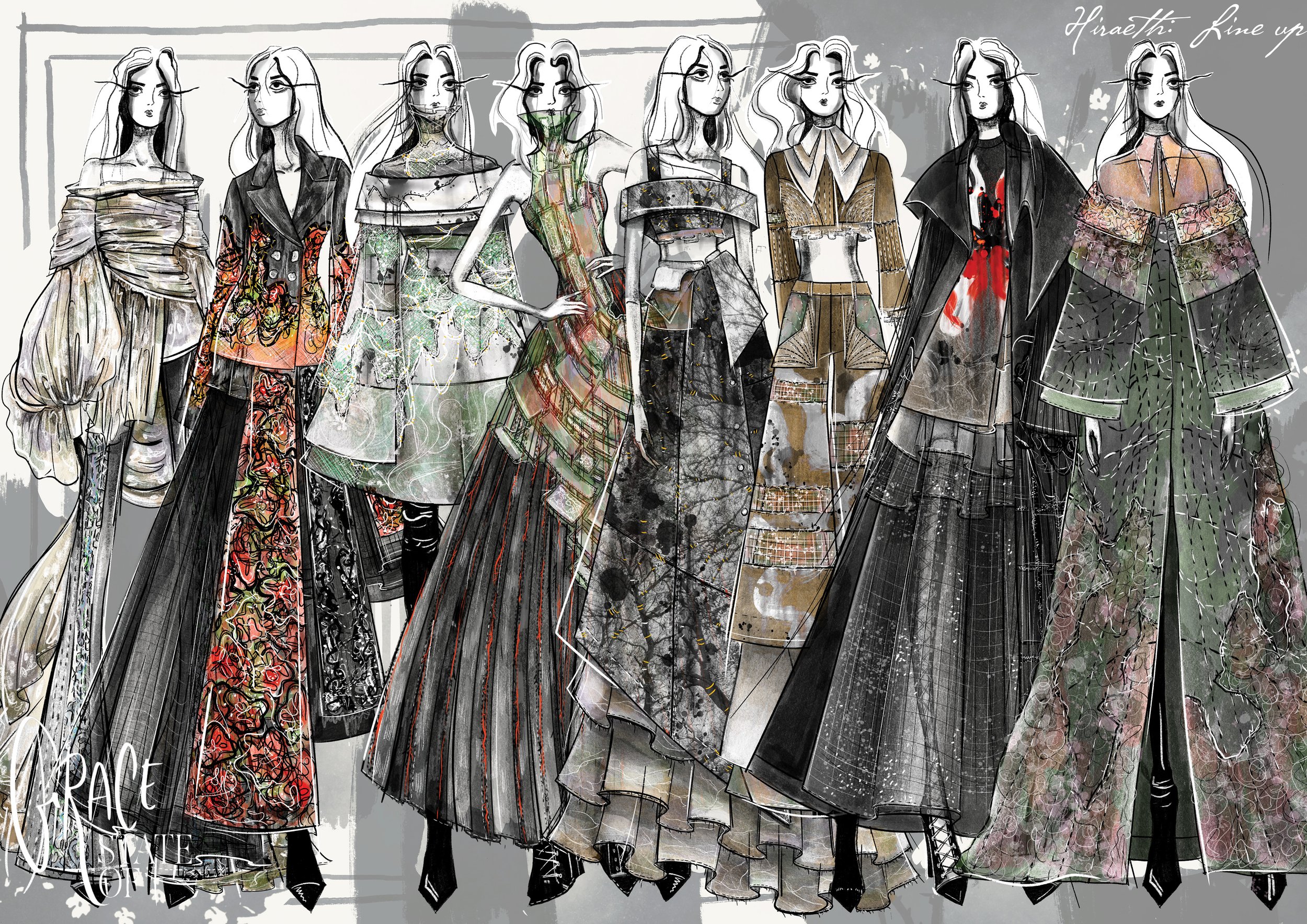 Hiraeth FDS Graduate Collection Fashion Illustration, 2024