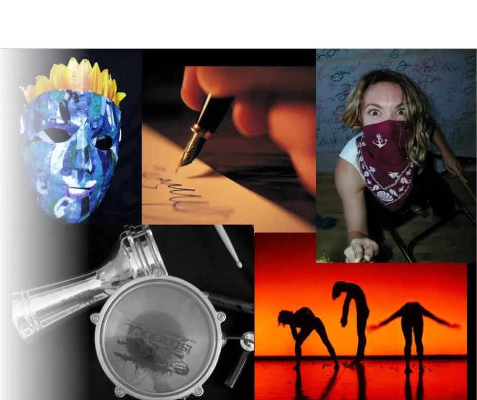 Visual mood board representing various artistic disciplines
