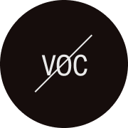 Logo mit weißem Schriftzug 'voc' durchgestrichen auf schwarzem Hintergrund.