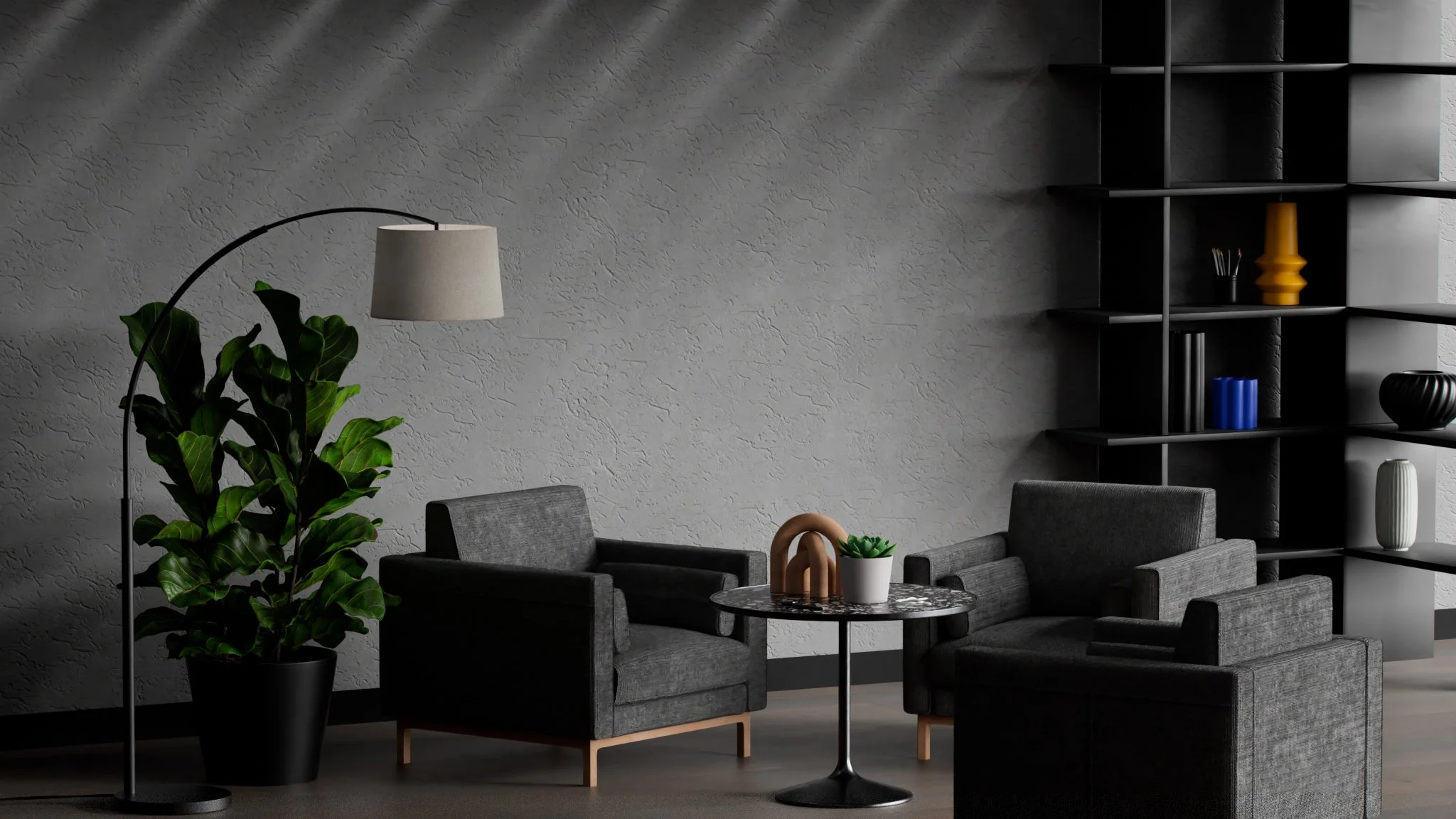 モダンなオフ⁠ィス空間内のグレ⁠ーのテクスチ⁠ャ⁠ー ウ⁠ォ⁠ール