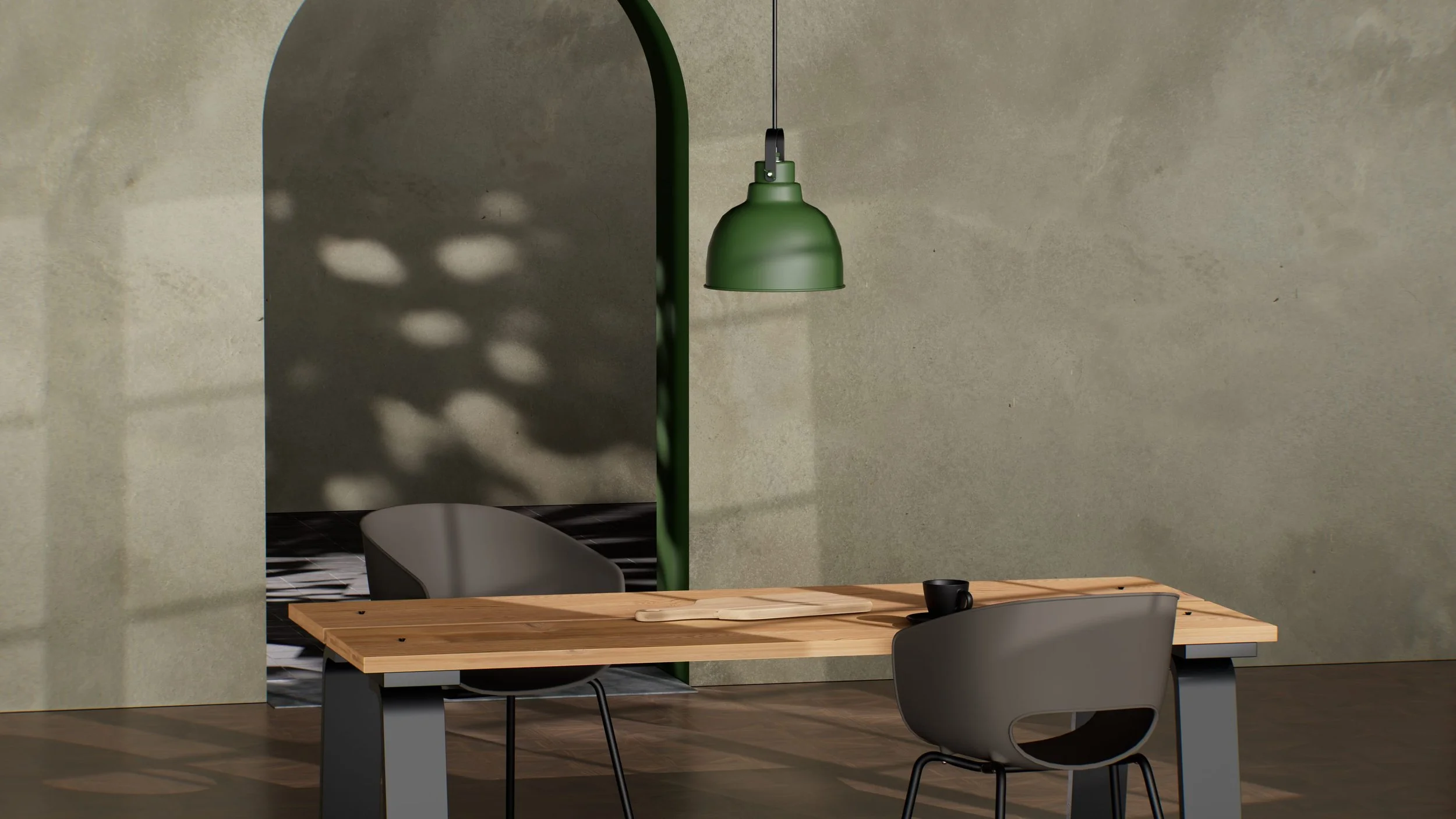 Ufficio moderno con parete beige a effetto texture