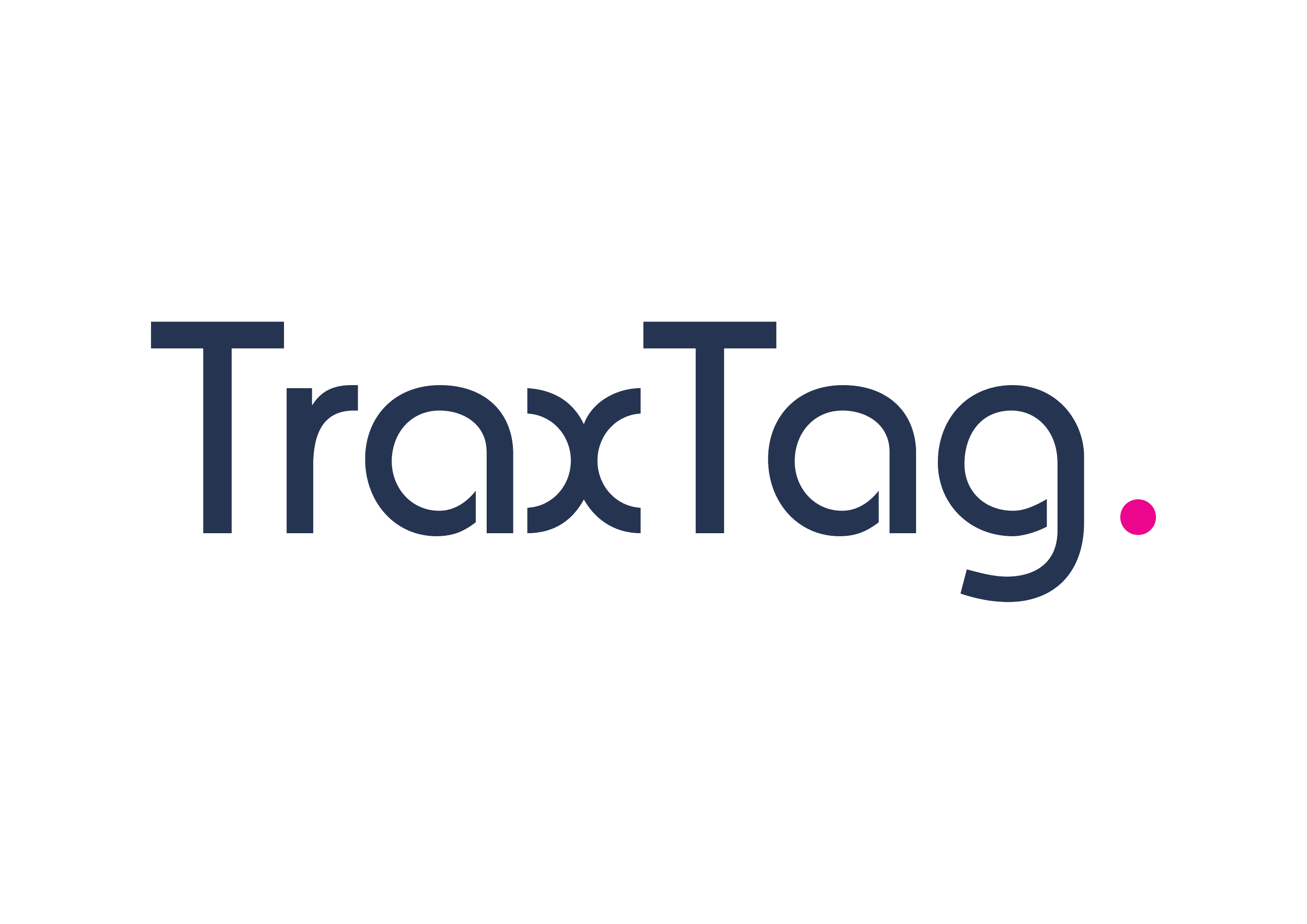 Logo of TracTag with stylized text 'TracTag' in dark blue and a pink dot at the end.
