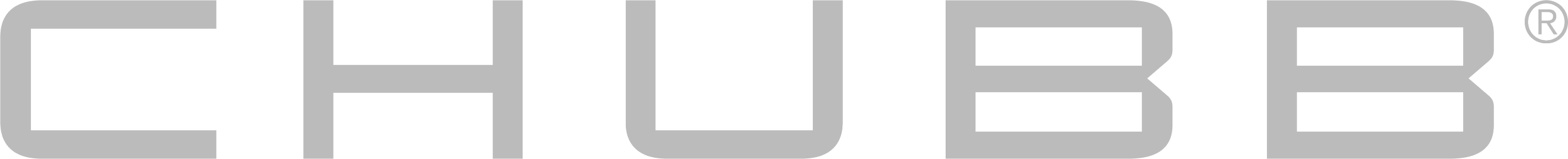 Close-up of a logo with the word "CHUBB" in large gray letters on a black background.