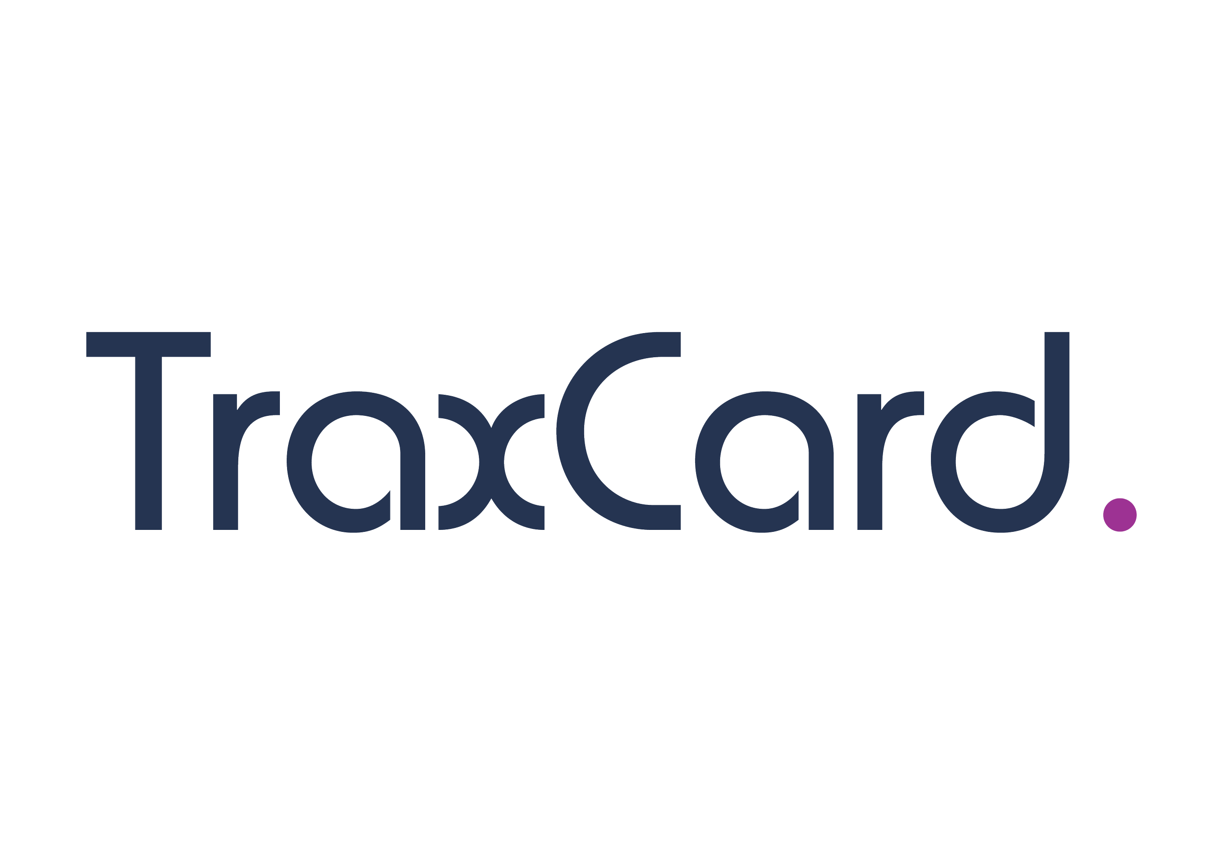 TrxCard logo with stylized text and purple period