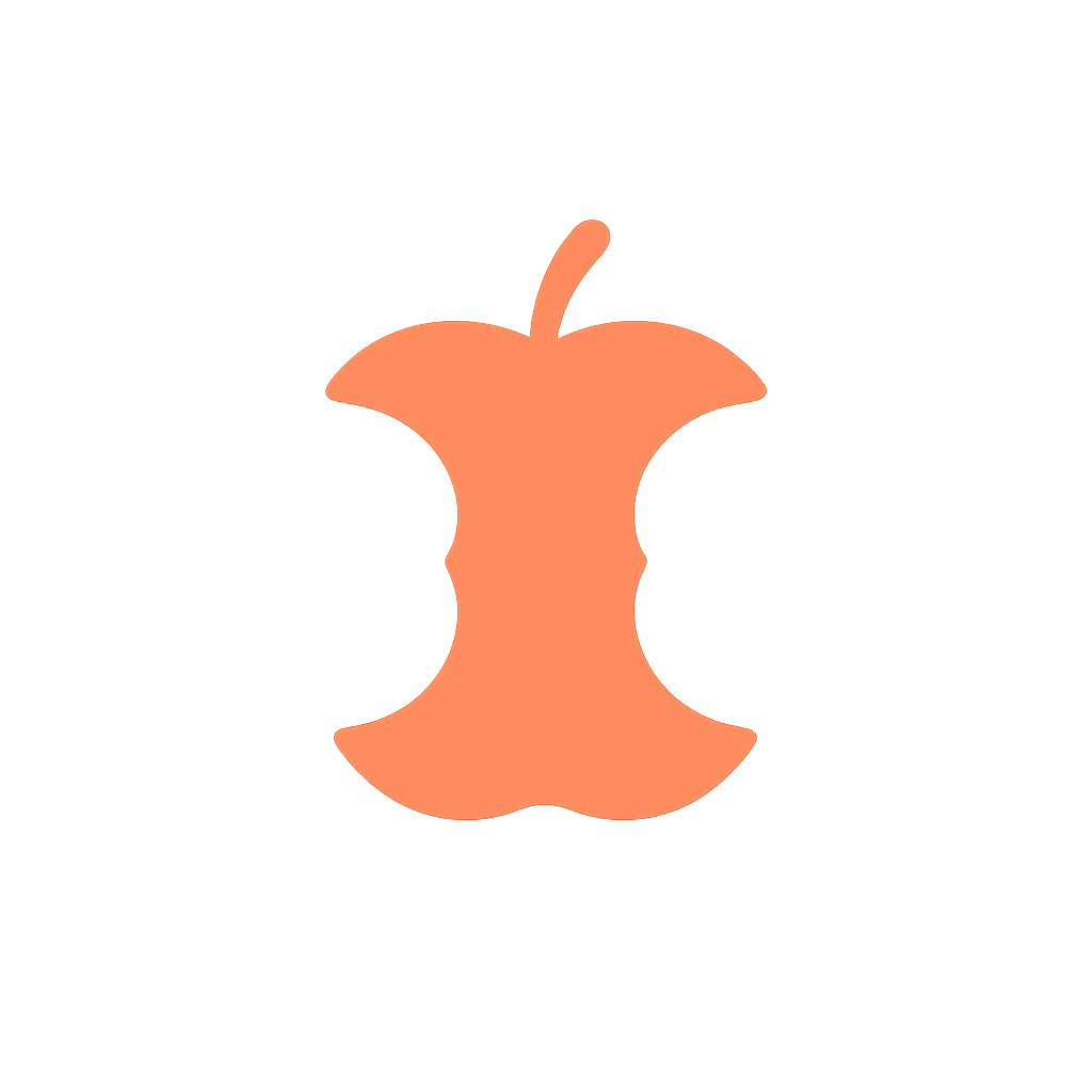 Stylized peach icon with the phrase 'Eat More Peach' and fruit illustrations in the background.
