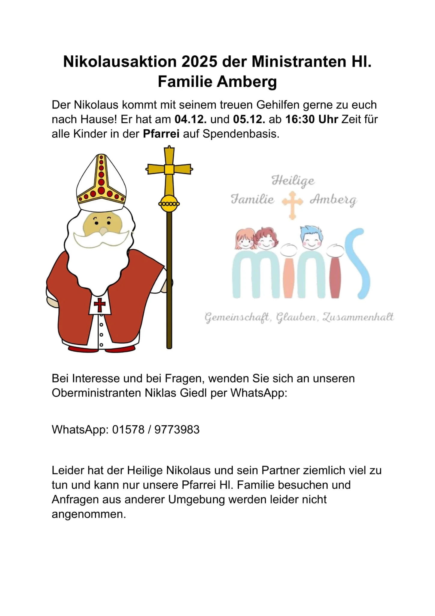 Nikolausaktion in  Hl. Familie
