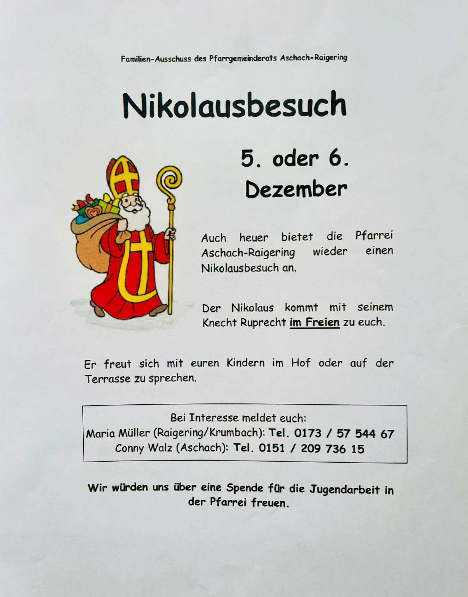 Nikolausaktion Pfarrei Raigering