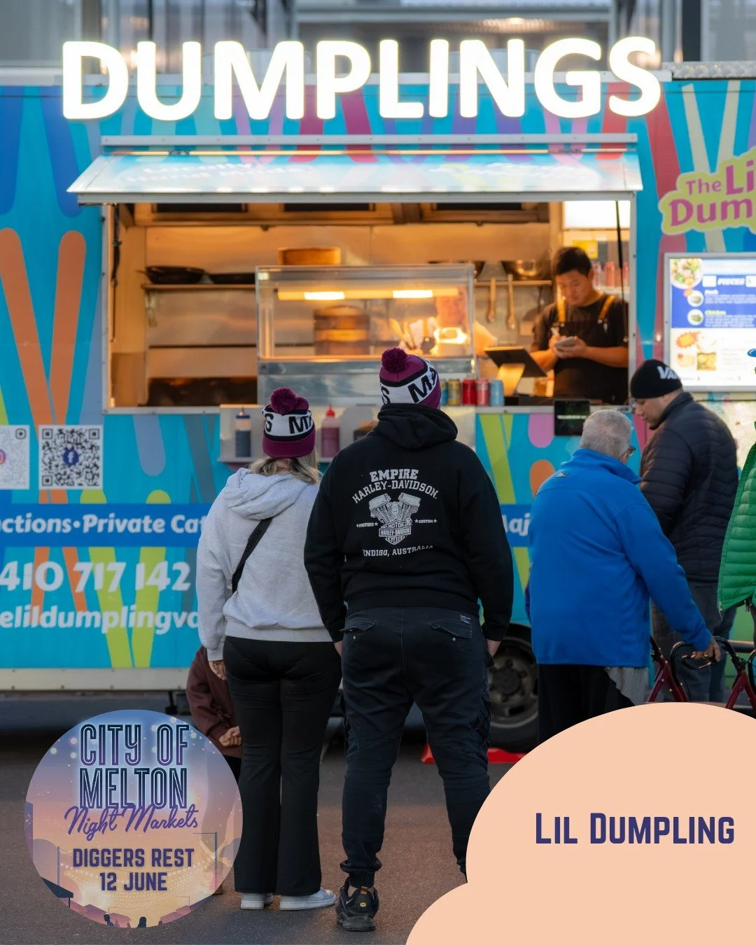 🍽 Arrive hungry, Diggers Rest. 🍽

The City of Melton Night Markets are bringing the flavour on Friday 12 June.
Food trucks include:
✨ Il Panzerotto
✨ Lil Dumpling
✨ Oz Waffle
✨ Kor Bun
✨ Squid and Things

From Italian panzerotti and handmade dumpli