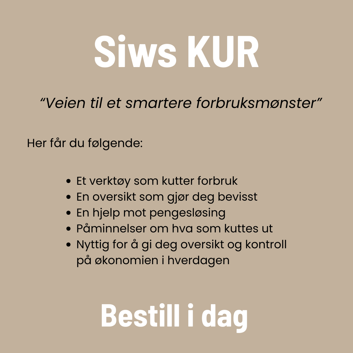 Siws Kur - sjekkliste for å kutte i forbruk