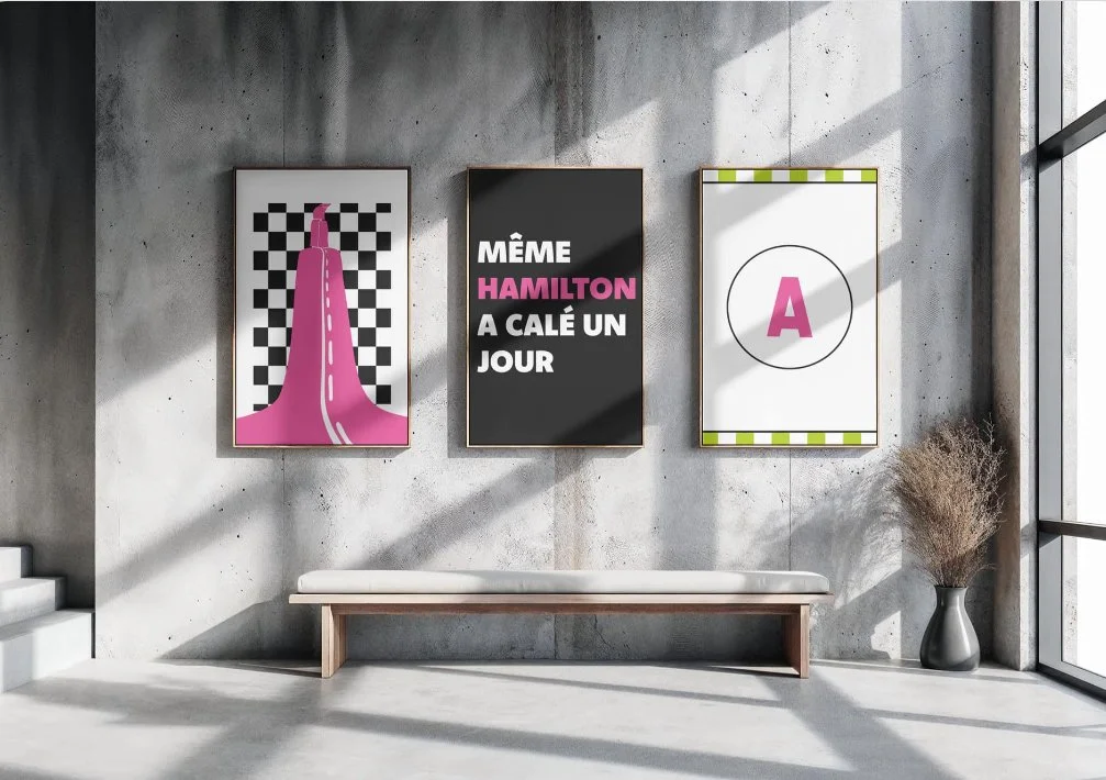 Trois affiches modernes personnalisées pour une auto-ecole.