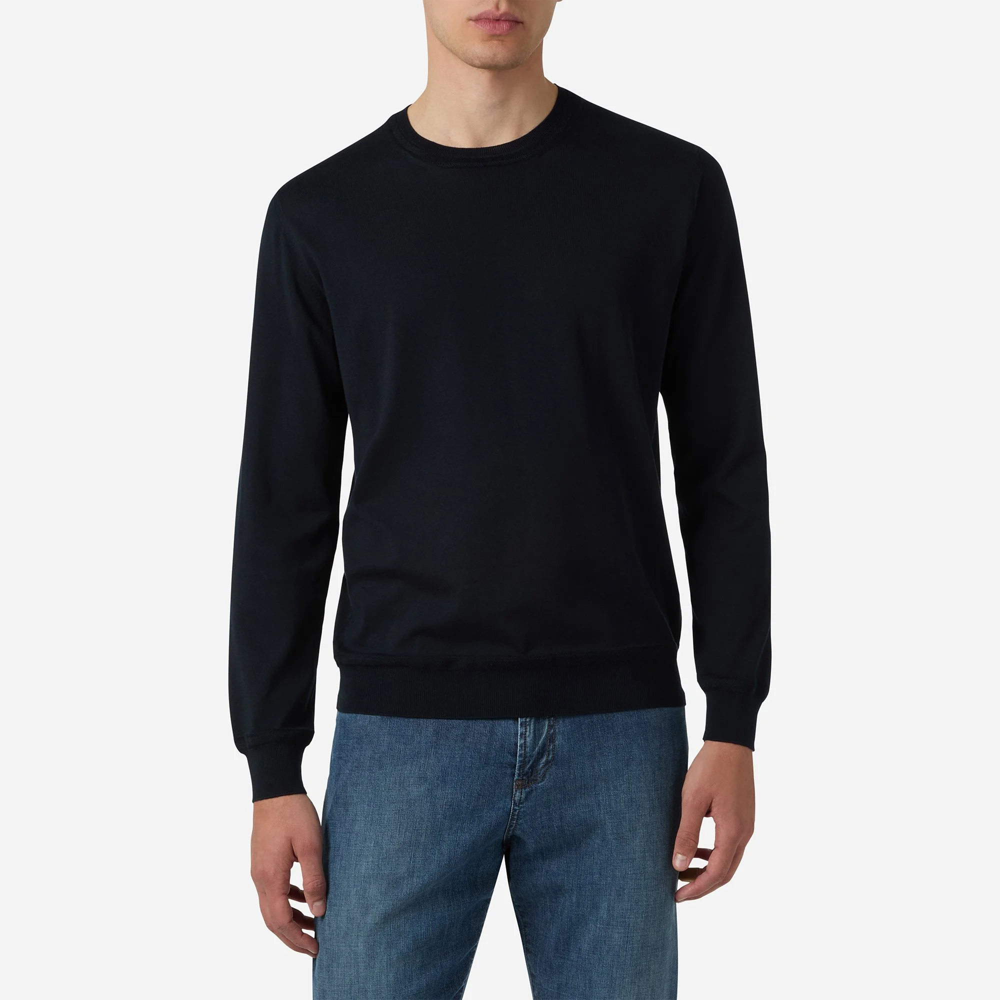 Cotton Silk Long Sleeves Crewneck - Brett Johnson