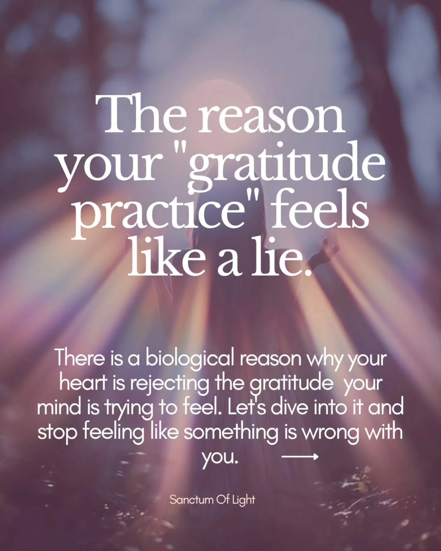 You can recognize the good in your life AND still feel heavy.
You can say the affirmations AND still not feel them land.

Real gratitude doesn&rsquo;t always come from repeating the right words, it comes from being connected to who you are, to your h