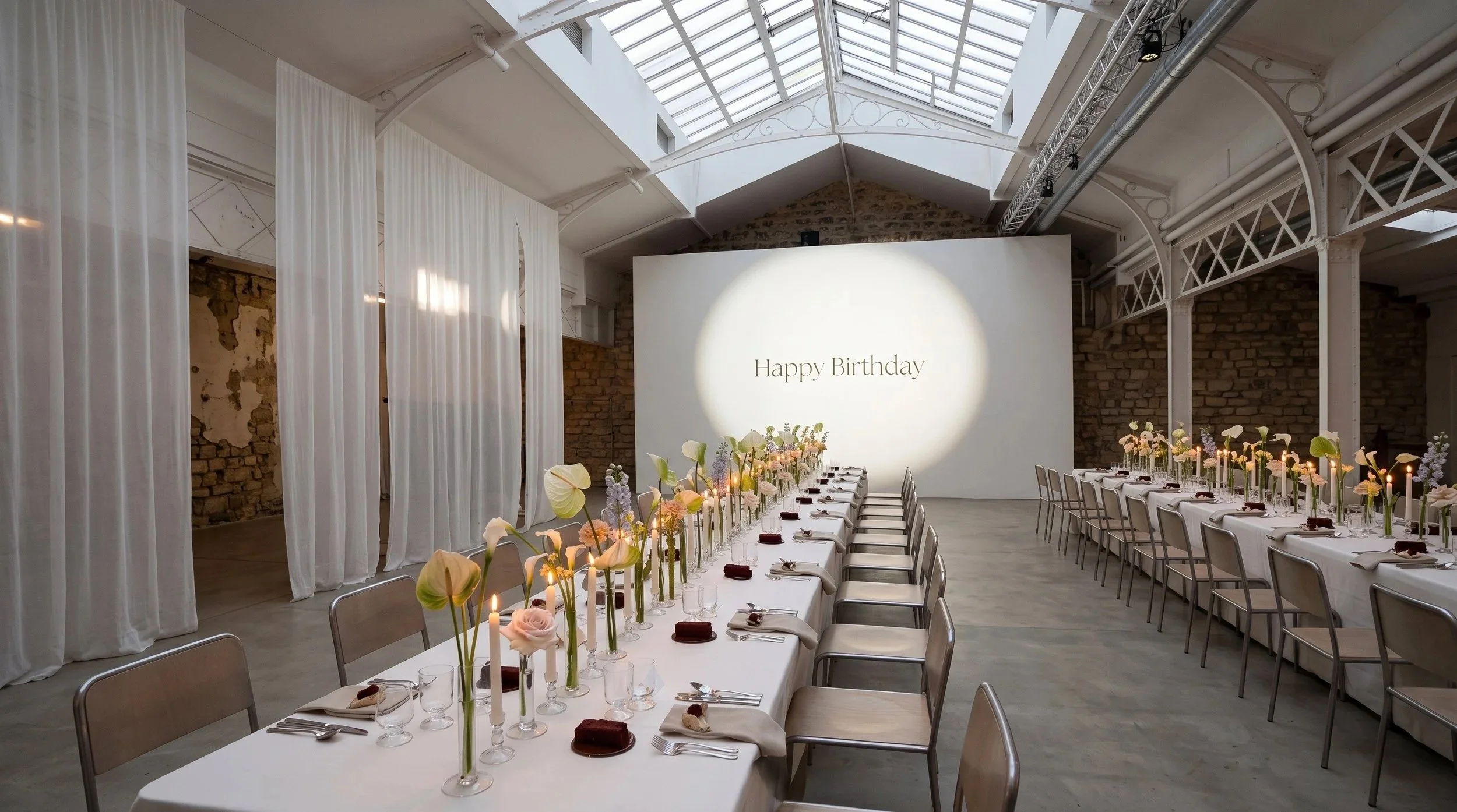 Elegant private birthday dinner setup in Paris
