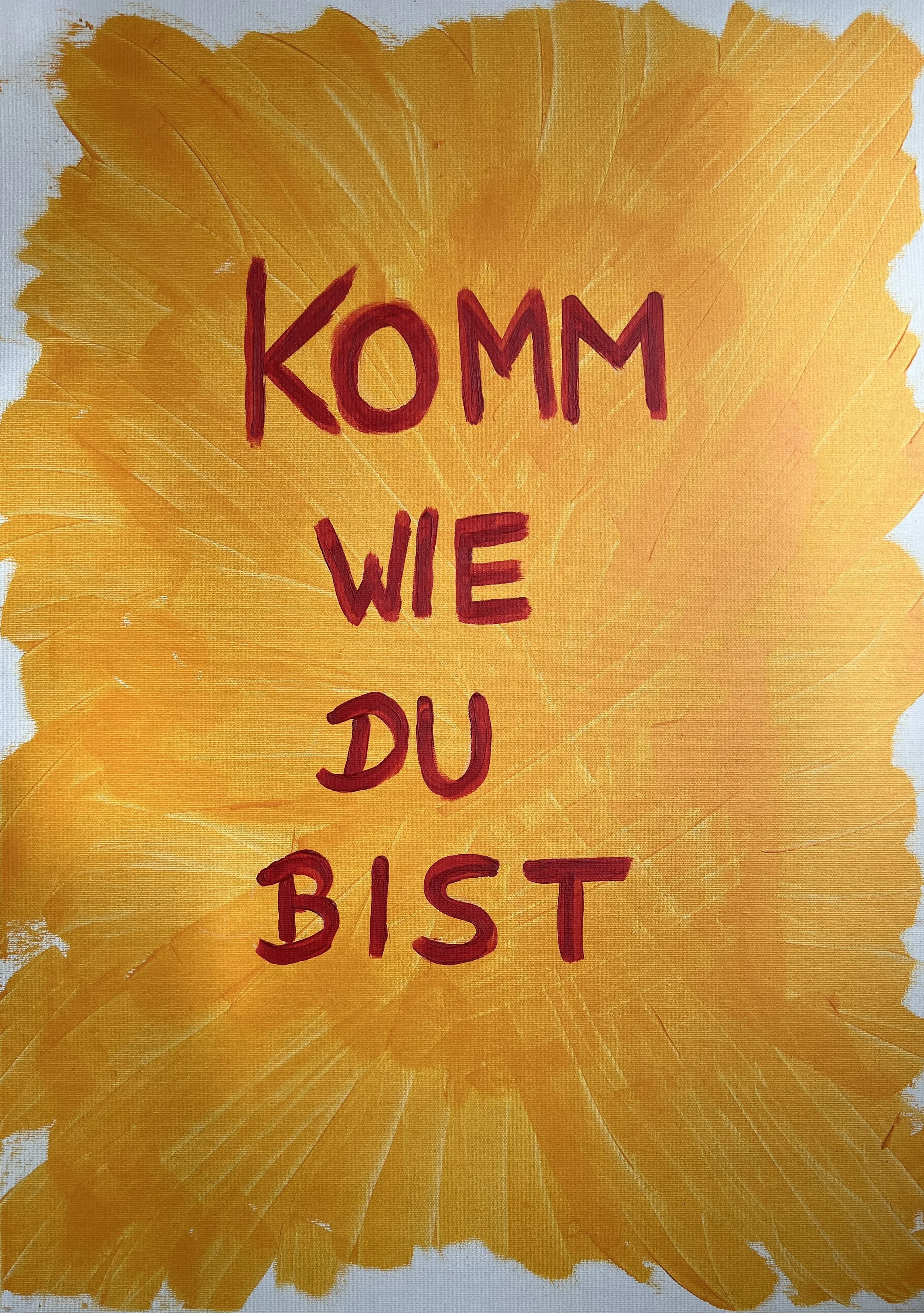 Ausschnitt eines Gemäldes von Christiane Kritzer, das den Titel Komm wie du bist trägst.