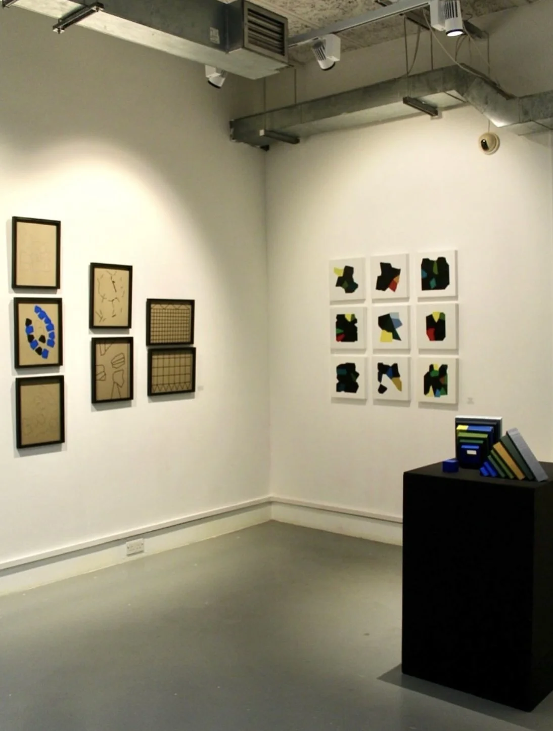 Interim Show, Herbert Read Gallery, Selection of Tape + Linework, Paintings, and sculpture