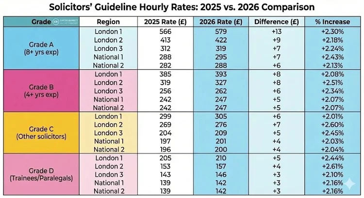 What is the Increase to Guideline Hourly Rates in 2026? | Carter Burnett