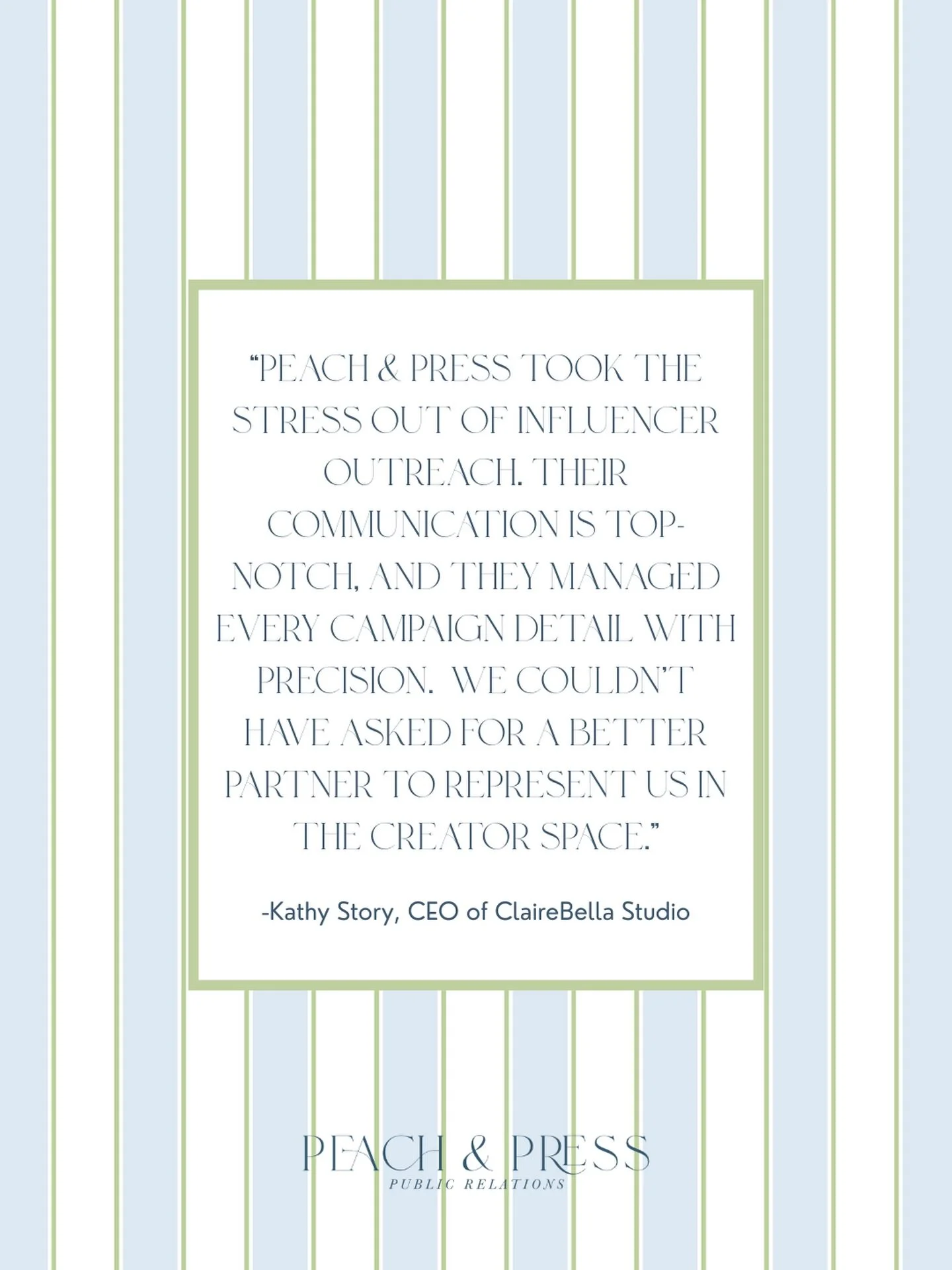 Our bottom line? Our clients&rsquo; success.

When they win, we win. Whether that looks like top-tier media coverage, thoughtful product launch gifting, or meaningful social growth, Peach &amp; Press is here to help you get there 🍑

Ready to build m