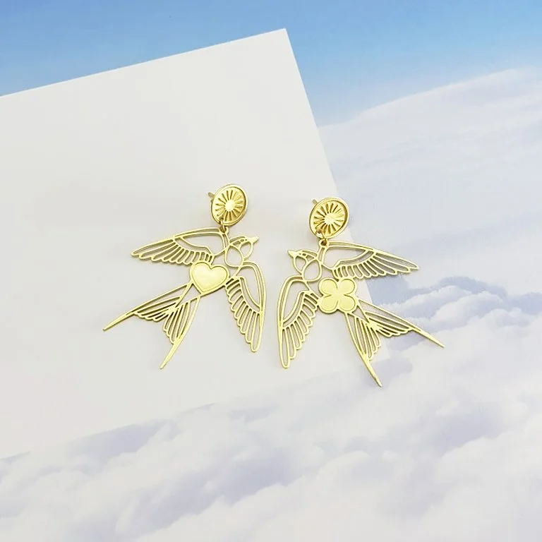 Oorringen Winged / Zwaluw / filigré / Large