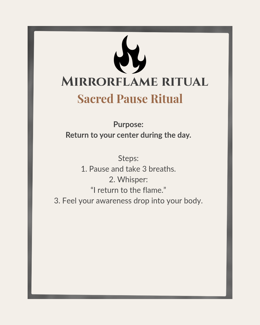 Reset your presence at any moment and realign with your center.