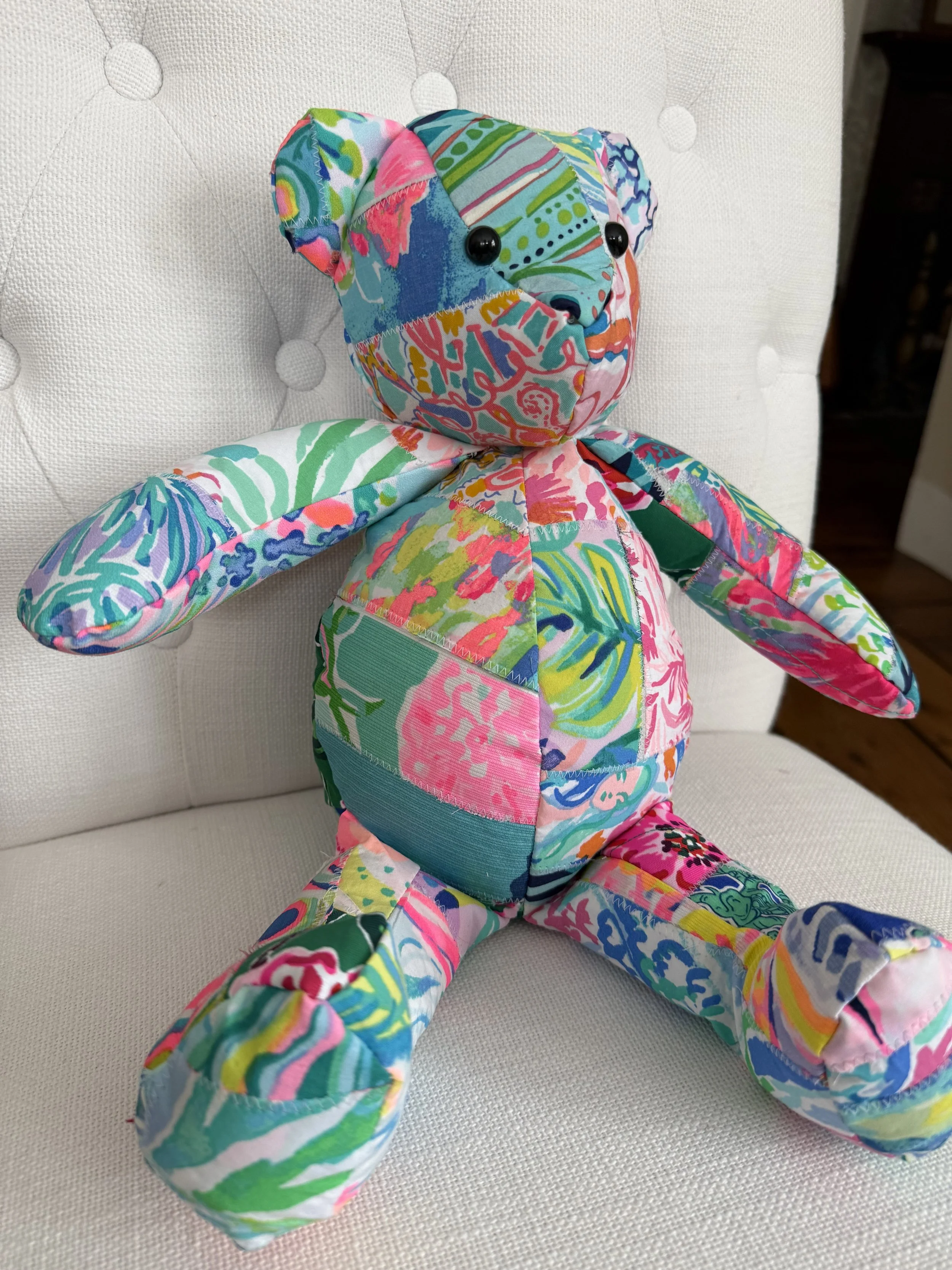 Vintage Lilly Pullitzer patchwork teddy bear