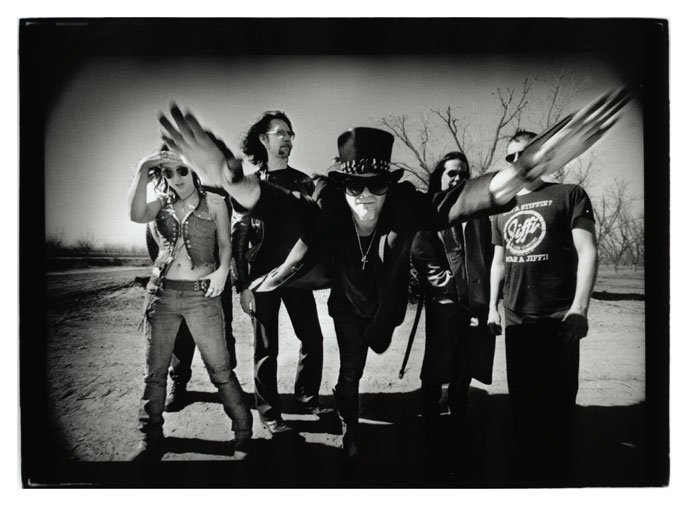 An artistic photograph of the band Ministry in 2001 at the Sonic Ranch. Created by Sam Devine Tischler © all rights reserved