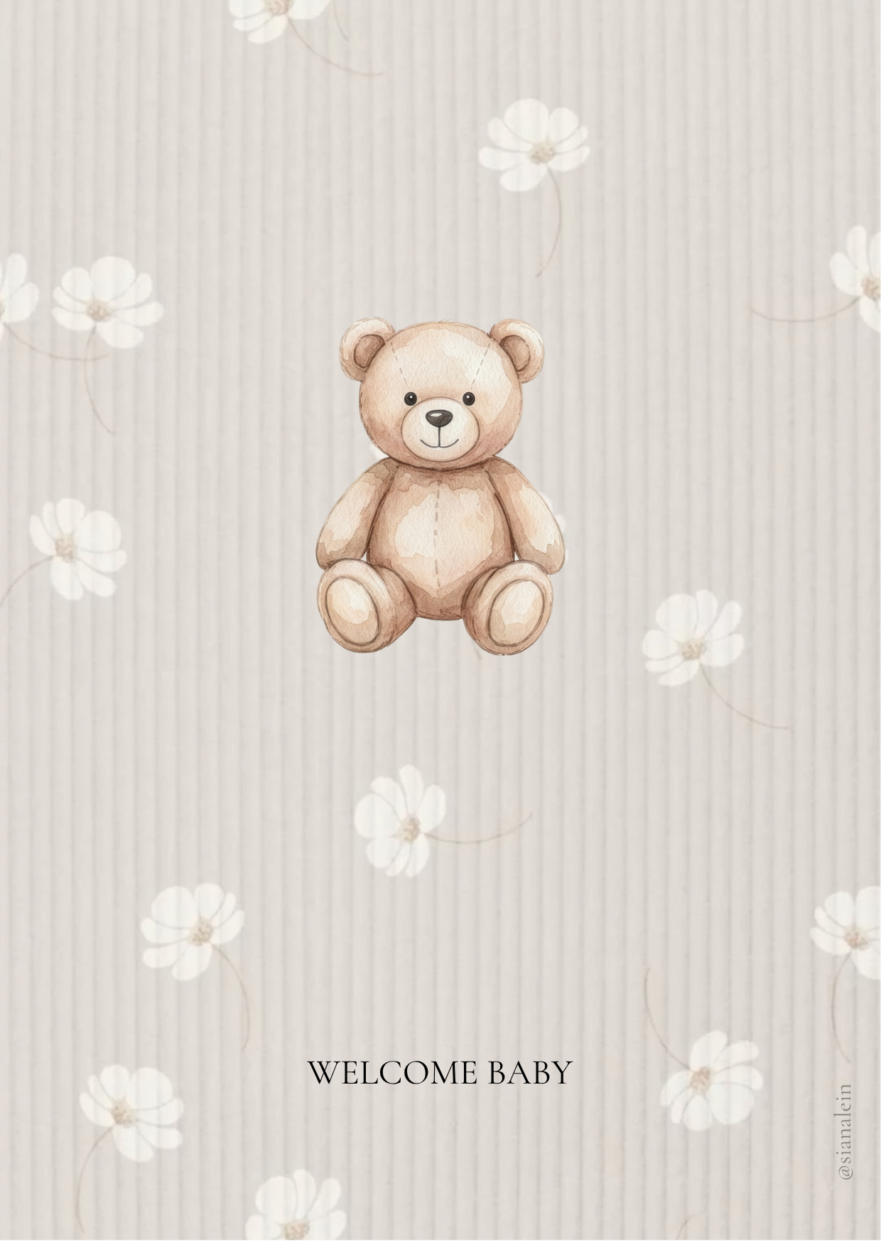 Carte ours - motif floral