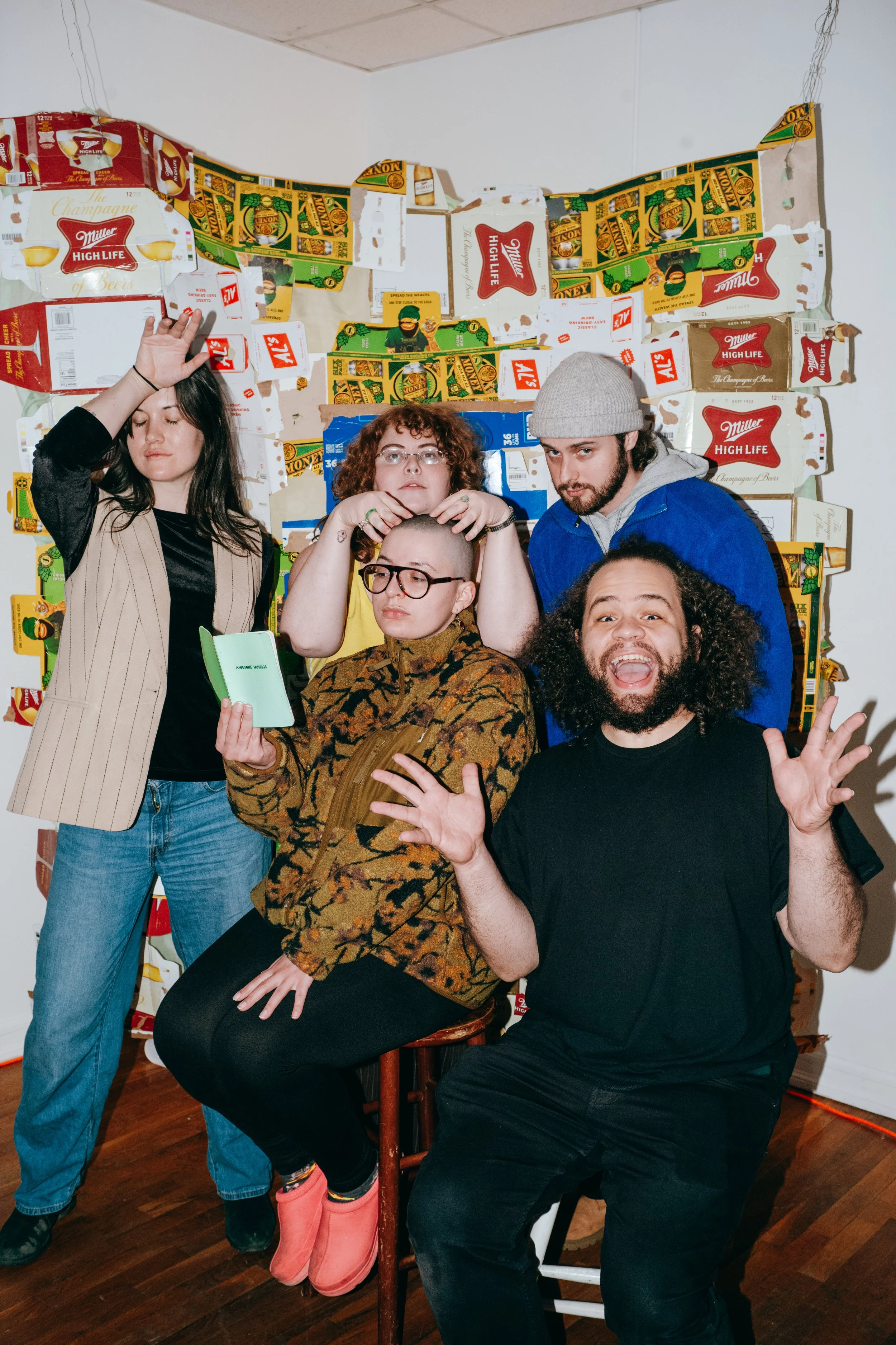 From L: me, Nina Rodriguez (costumes), Hannah Bird (production Manager), Michael Fiebig (lights) and Luis Feliciano (director), we're delinquents.pdf (Brick Aux 2026). Photo by Geve Penn.