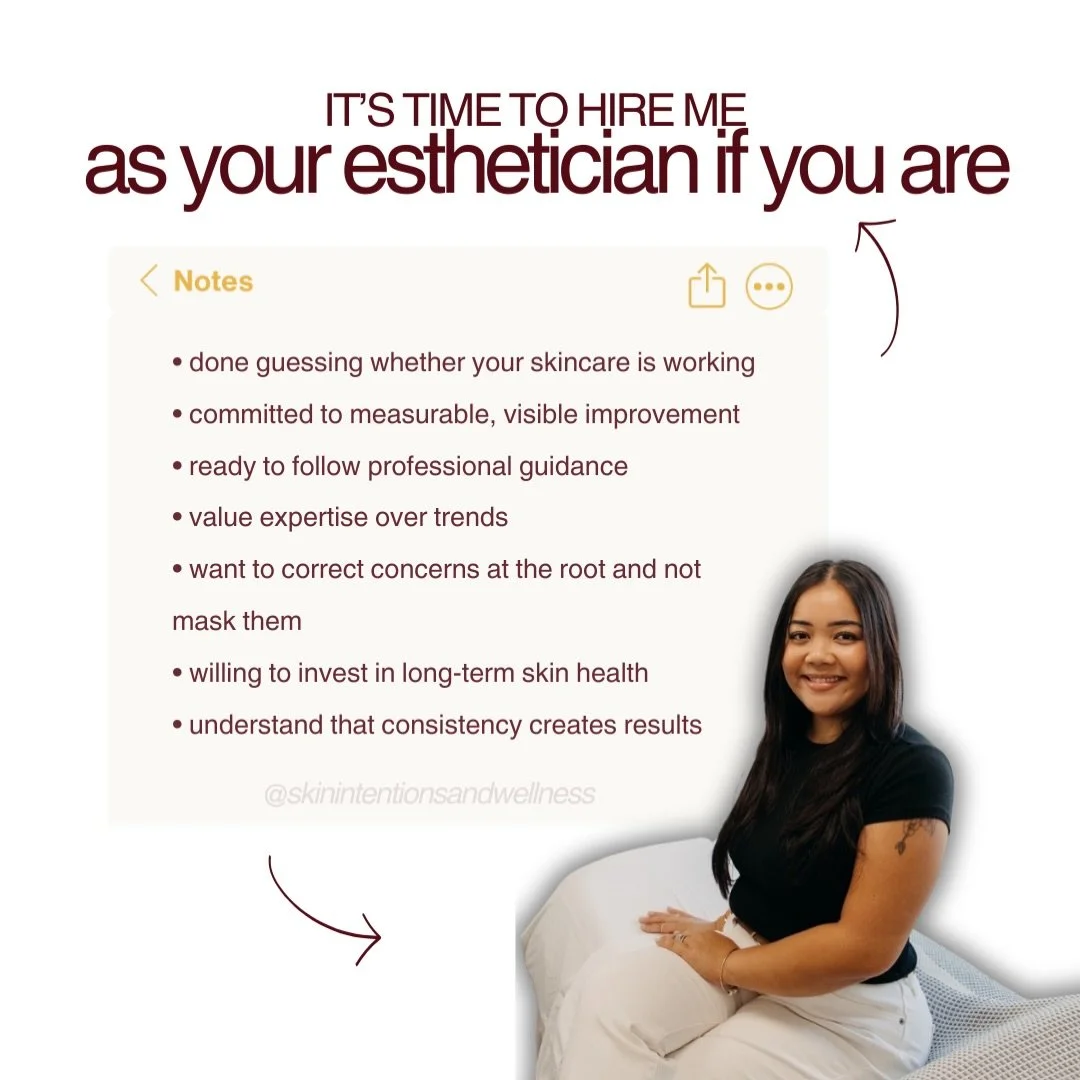 choosing your esthetician shouldn&rsquo;t be impulsive, it should be intentional

I stopped offering just random treatments
I&rsquo;ve curated services that are customizable and strategic to specific skin concerns

you know you&rsquo;re ready when yo