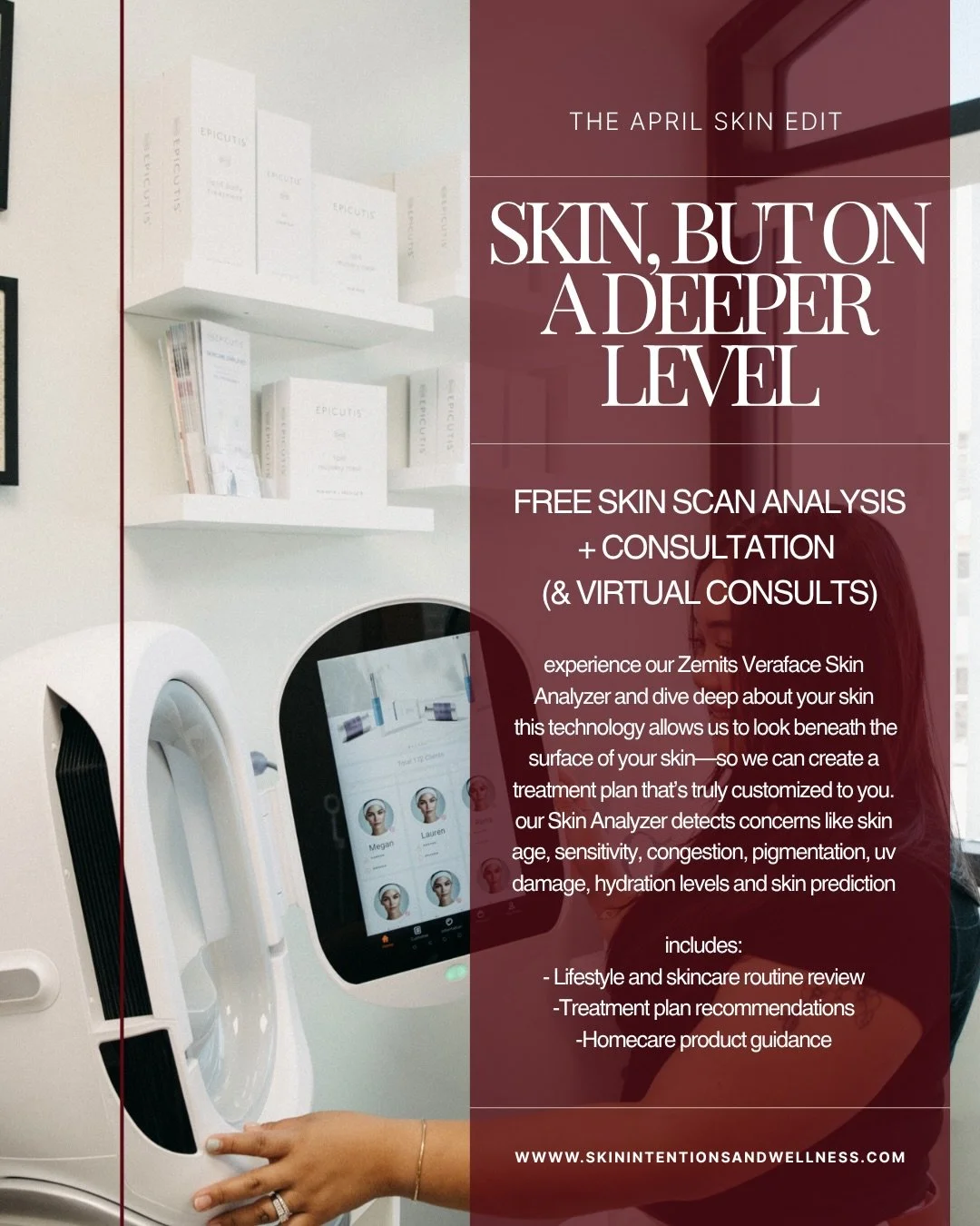The April Skin Edit is here 💐

This month, we&rsquo;re focusing on real results + intentional skin care

Enjoy complimentary skin scans + consultations to truly understand your skin and build a customized plan that works for you

We&rsquo;re also in