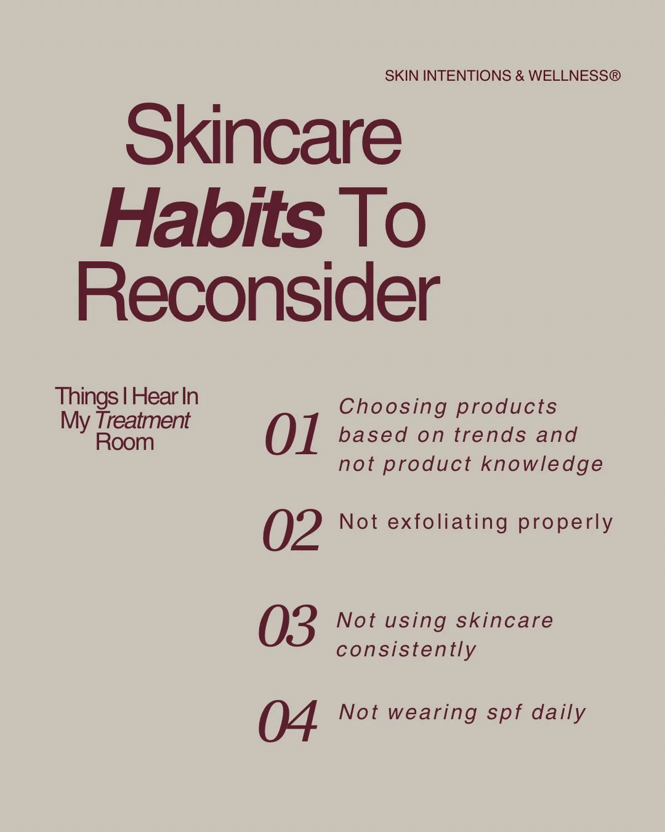 Does any of these habits sound familiar?

Healthy skin isn&rsquo;t about having a 10-step routine or buying every trending skincare product. It&rsquo;s about understanding what YOUR skin needs and being intentional with how you care for it.

As an es