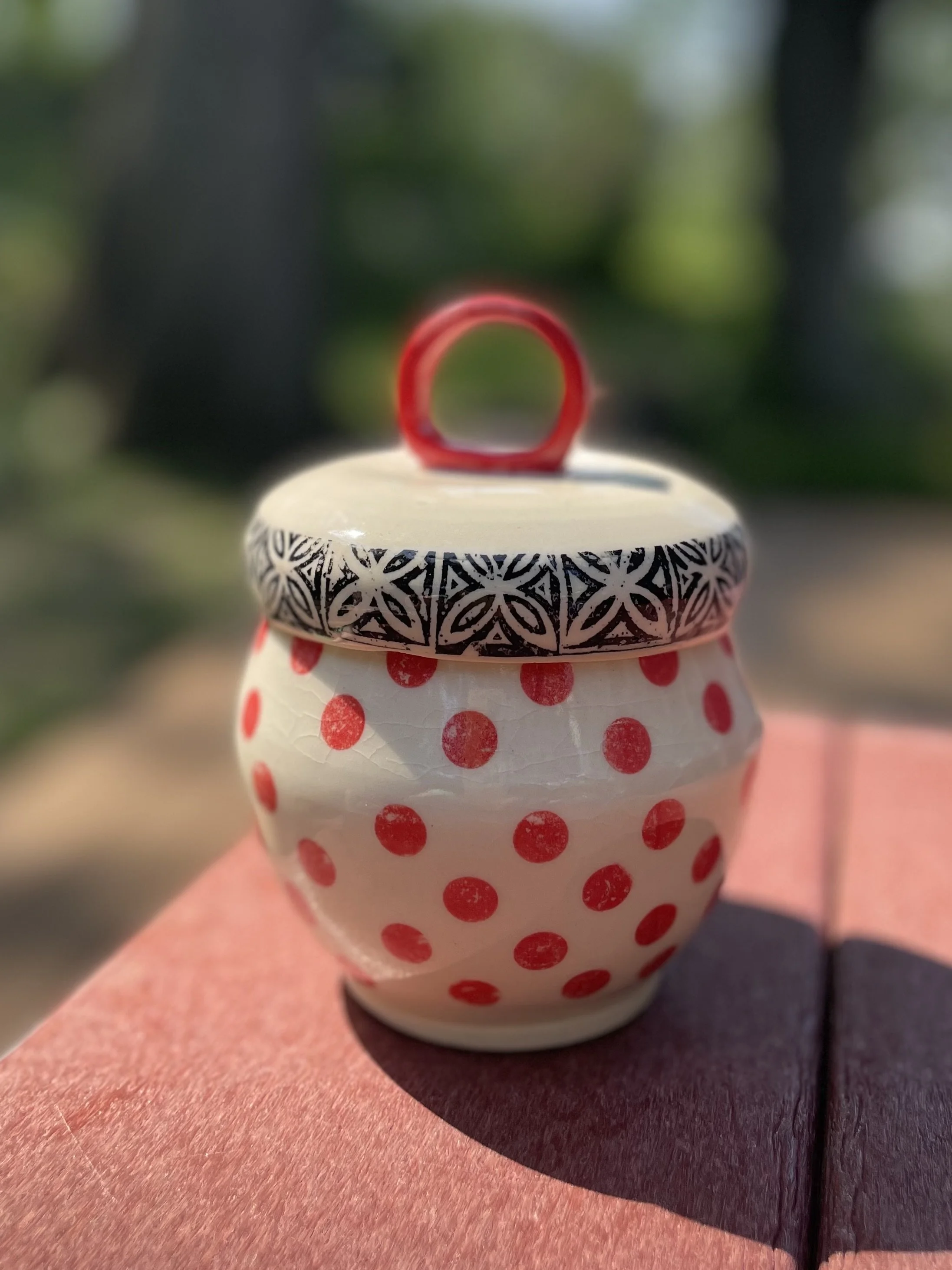 Polka Dots & Starts Lidded Jar