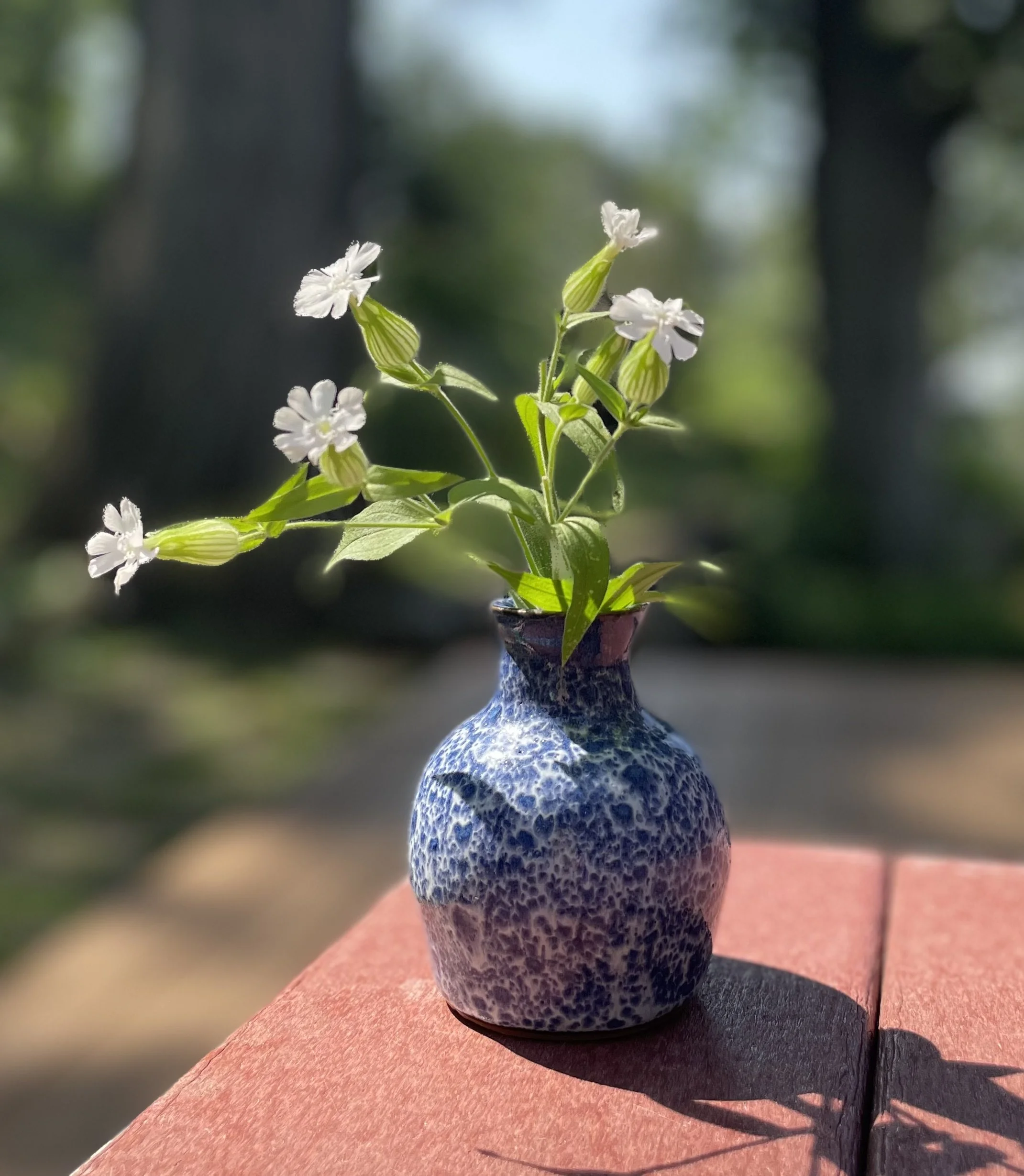 Blue Spotted Bud Vase
