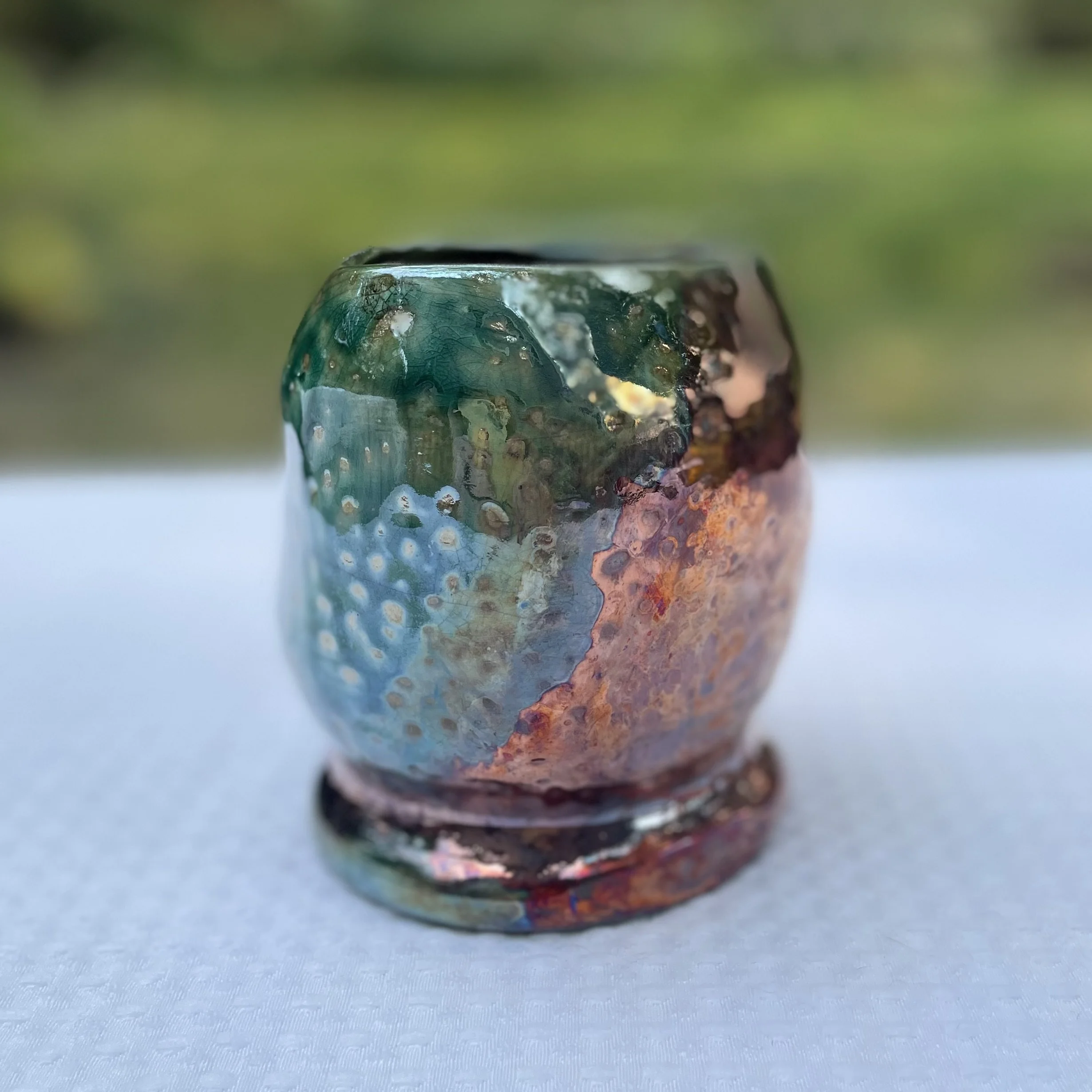 Distorted Copper Raku Vase