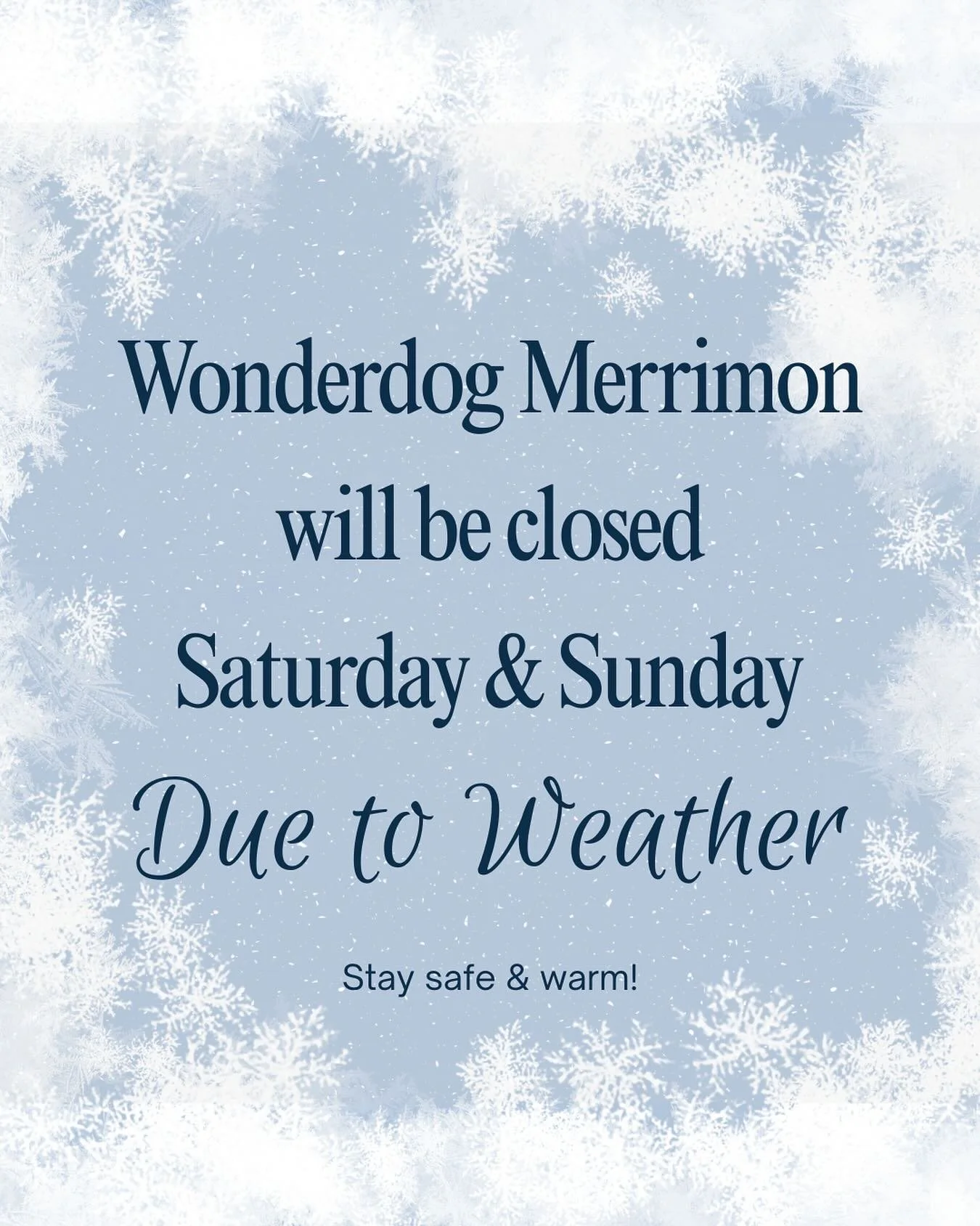 ❄️ A decisions about Monday will be made over the weekend and will be posted on all socials ❄️