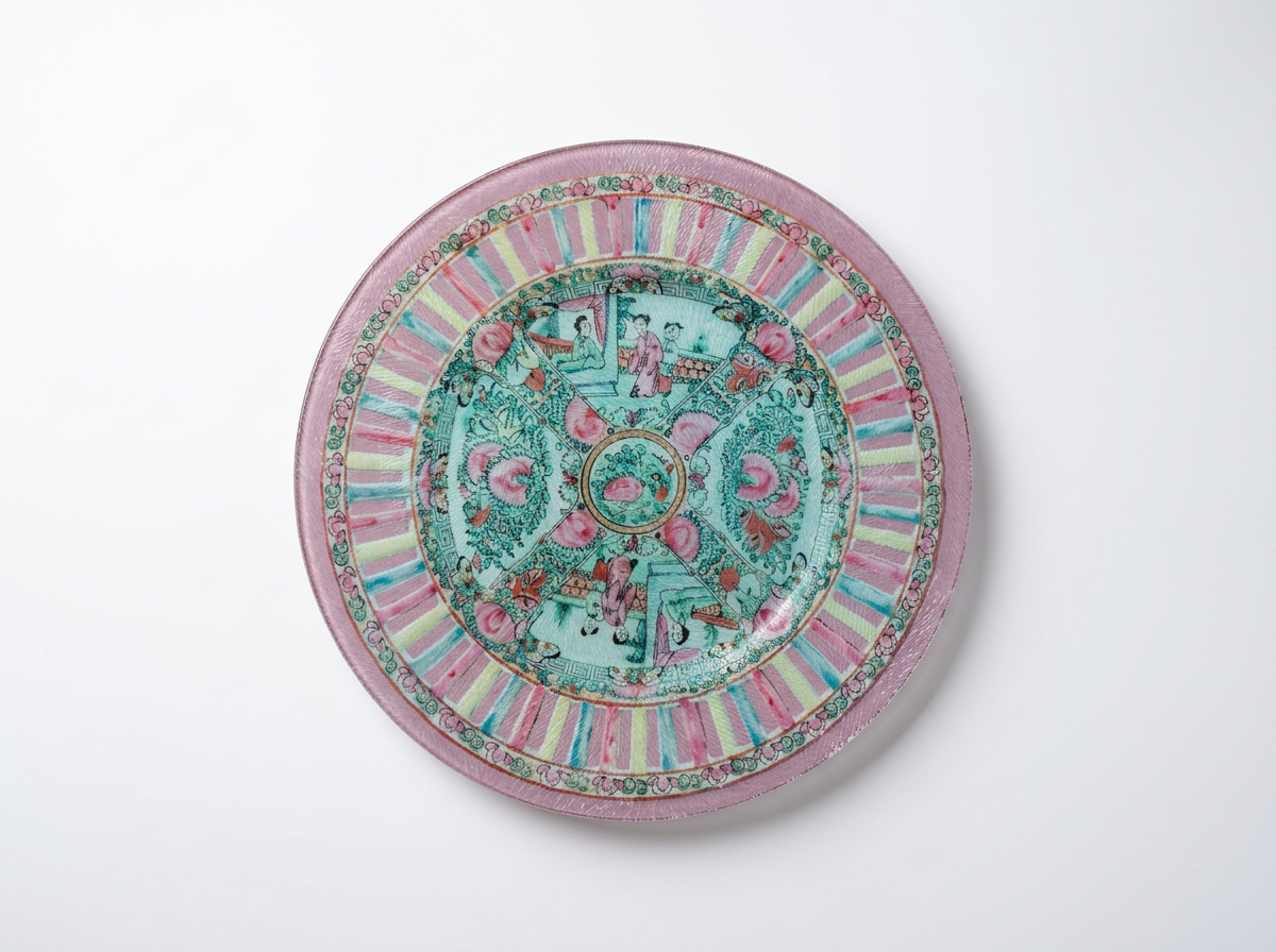 Grandmillennial Rose Medallion China Plate Cutting Board and Tray