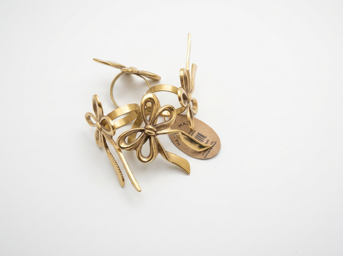 Brass Bow Napkin Rings- set of 4