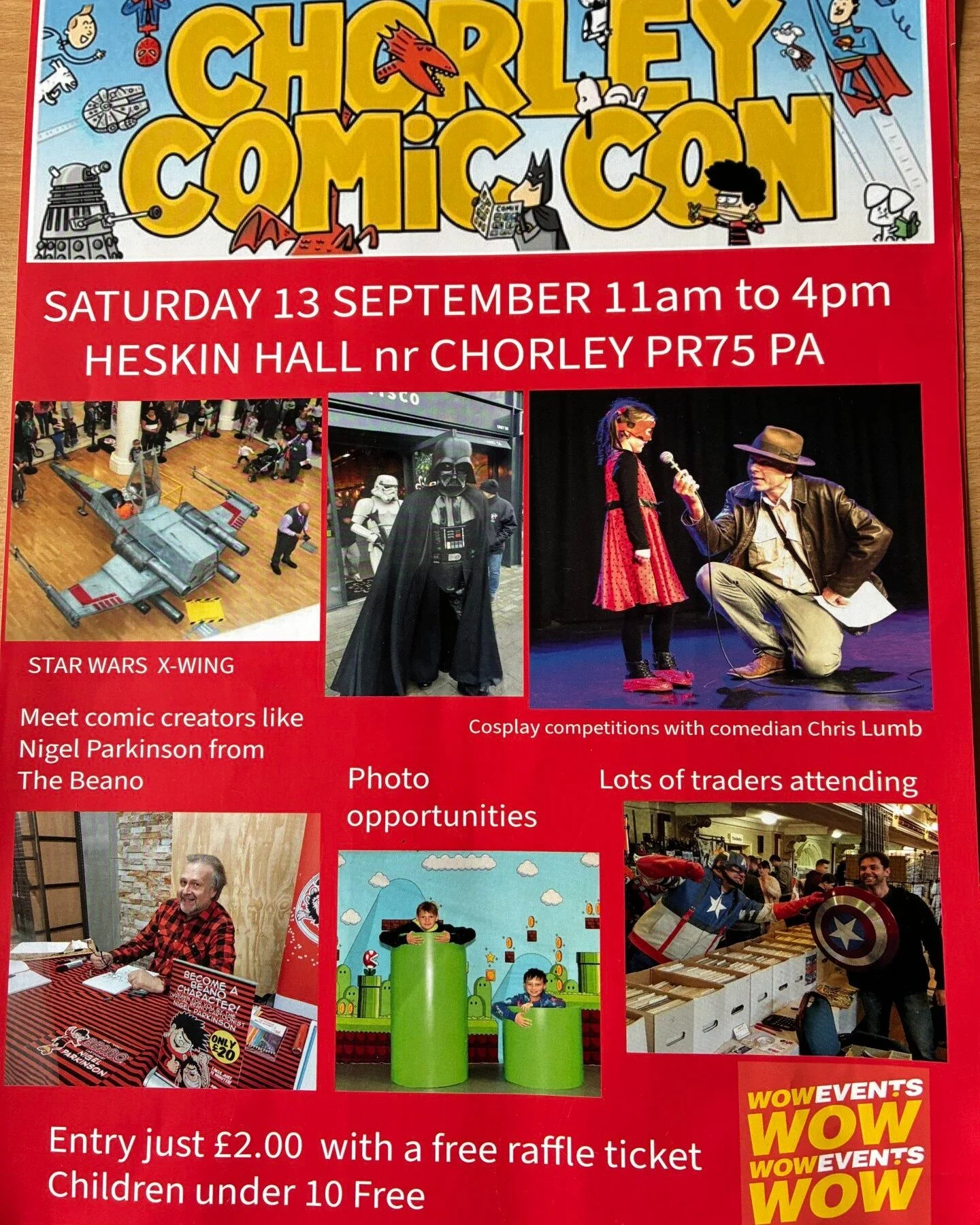π¨π Save the Date! ππ¨
We’ll be at Chorley Comic Con on Saturday 13 September at Hesketh Hall, Chorley π¦Έ‍βοΈππ₯
Join us from 10:30 am – 4 pm for an epic day of comics, collectibles, and fan favourites. Whether you’re a supe