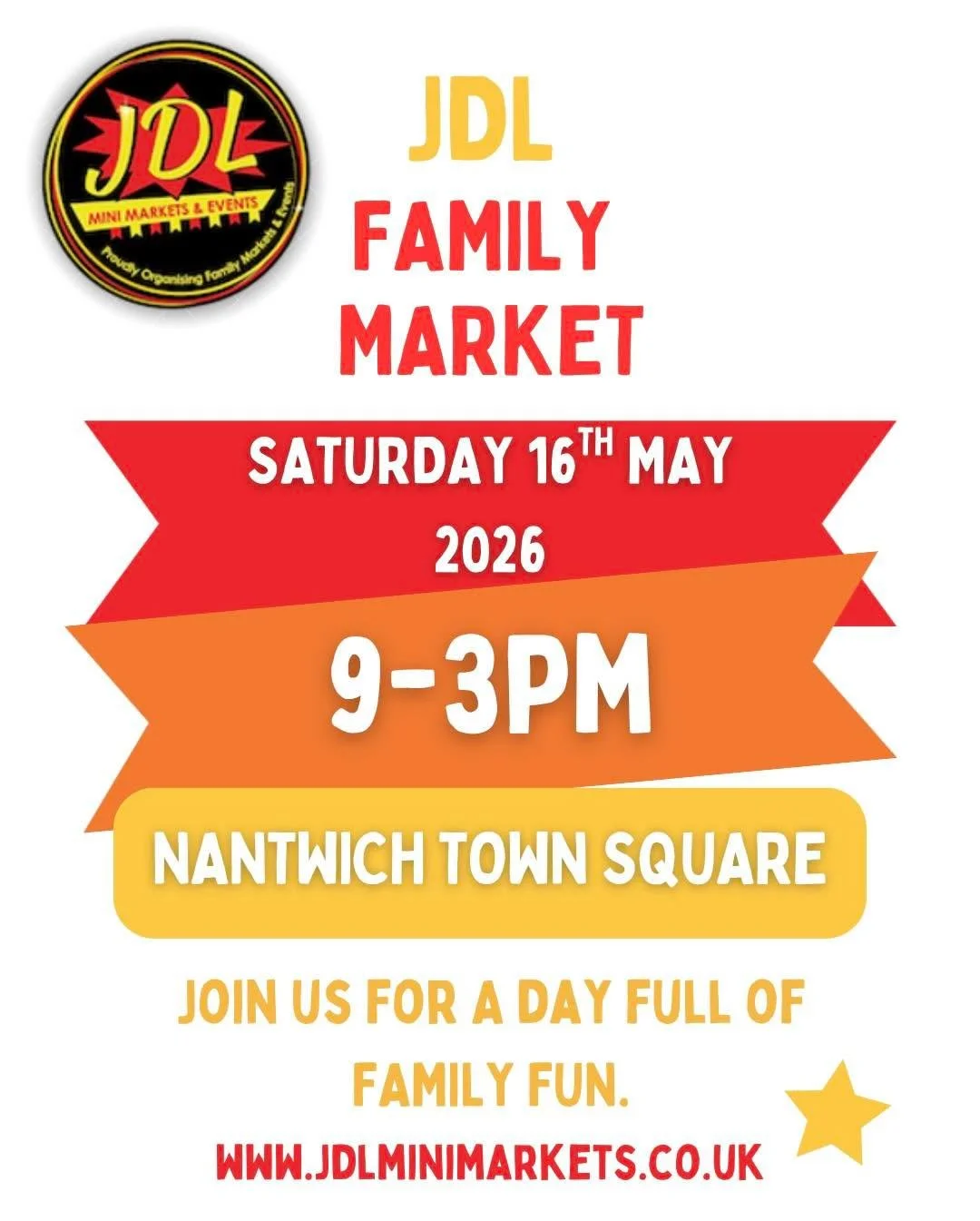 Nantwich, we&rsquo;re back! 🎉

You can find us in Nantwich Town Centre on 16 May, from 9am &ndash; 3pm.

If you&rsquo;re heading into town, come and have a browse &mdash; there&rsquo;ll be a great mix of stalls and plenty to see.

Pop over and take 