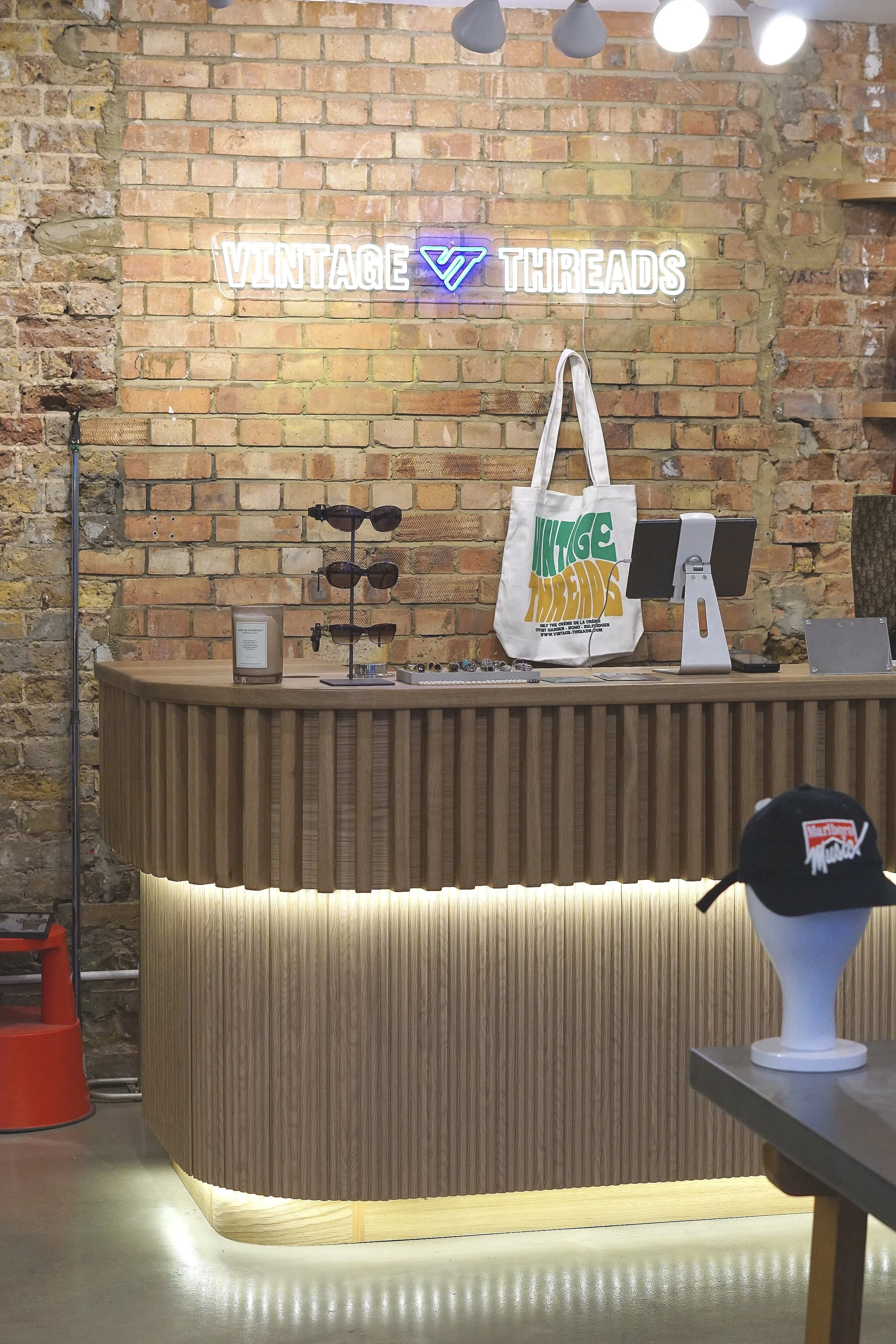 retro vinyl listening area for a commercial fit out in Covent Garden