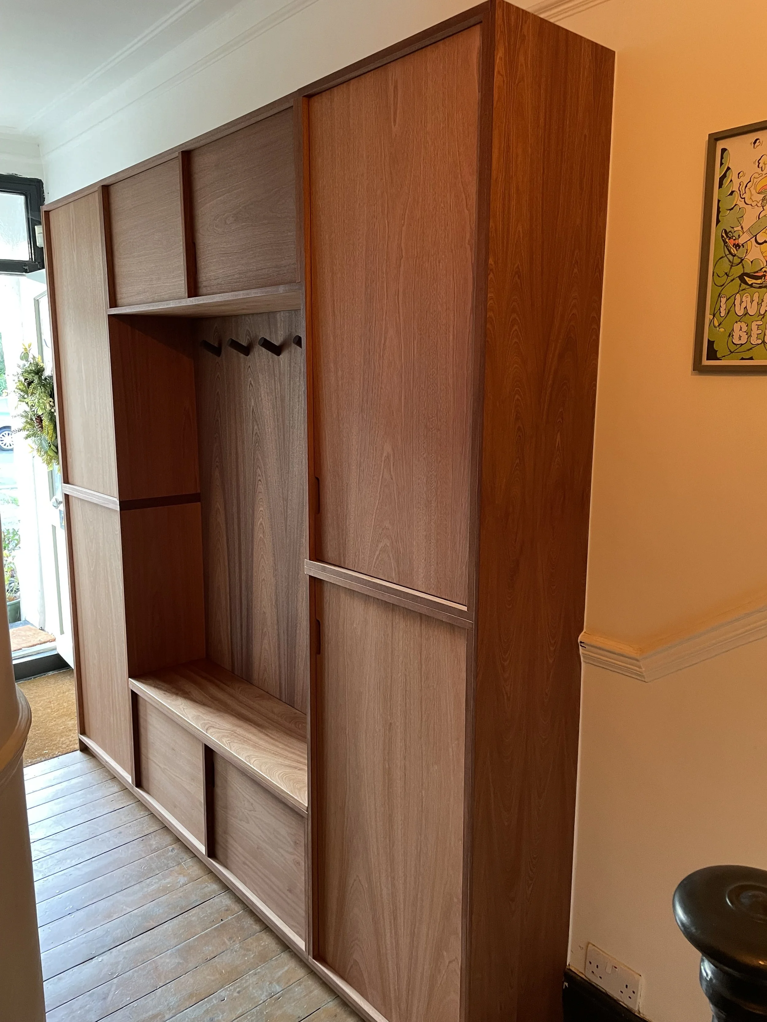 sapele hallway storage unit