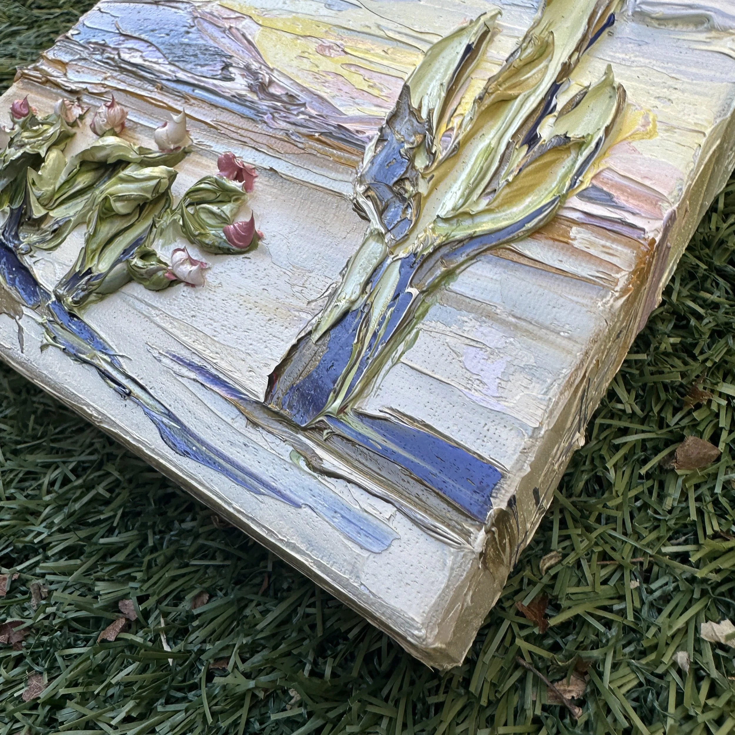 California desert cactus landscape, palette knife oil painting by Lisa Elley