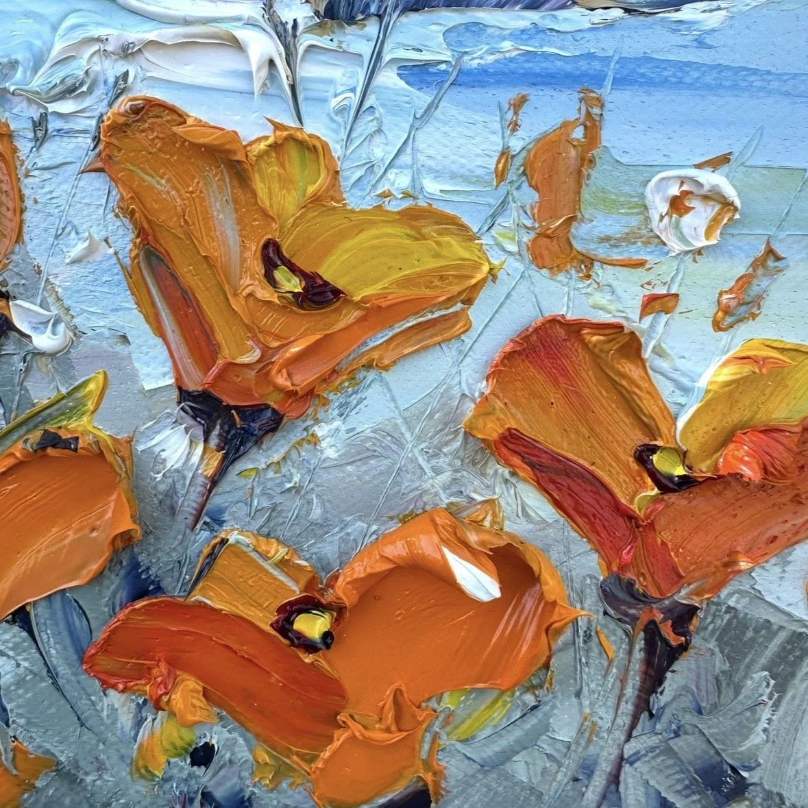 original coastal art california poppies and sea