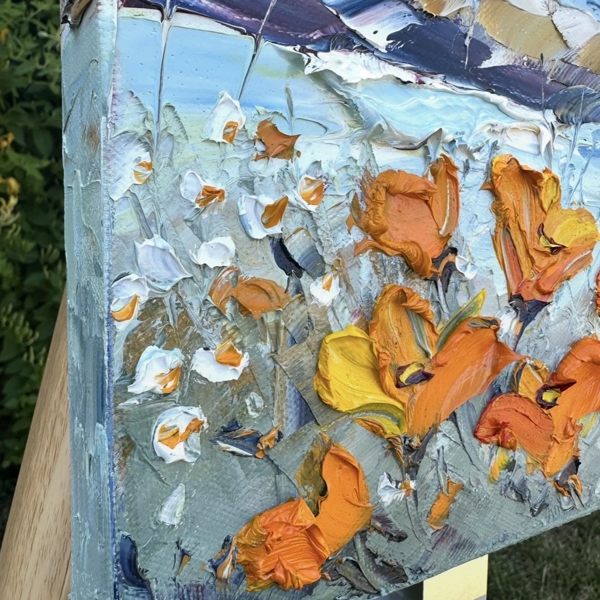 textured ocean landscape oil painting palette knife