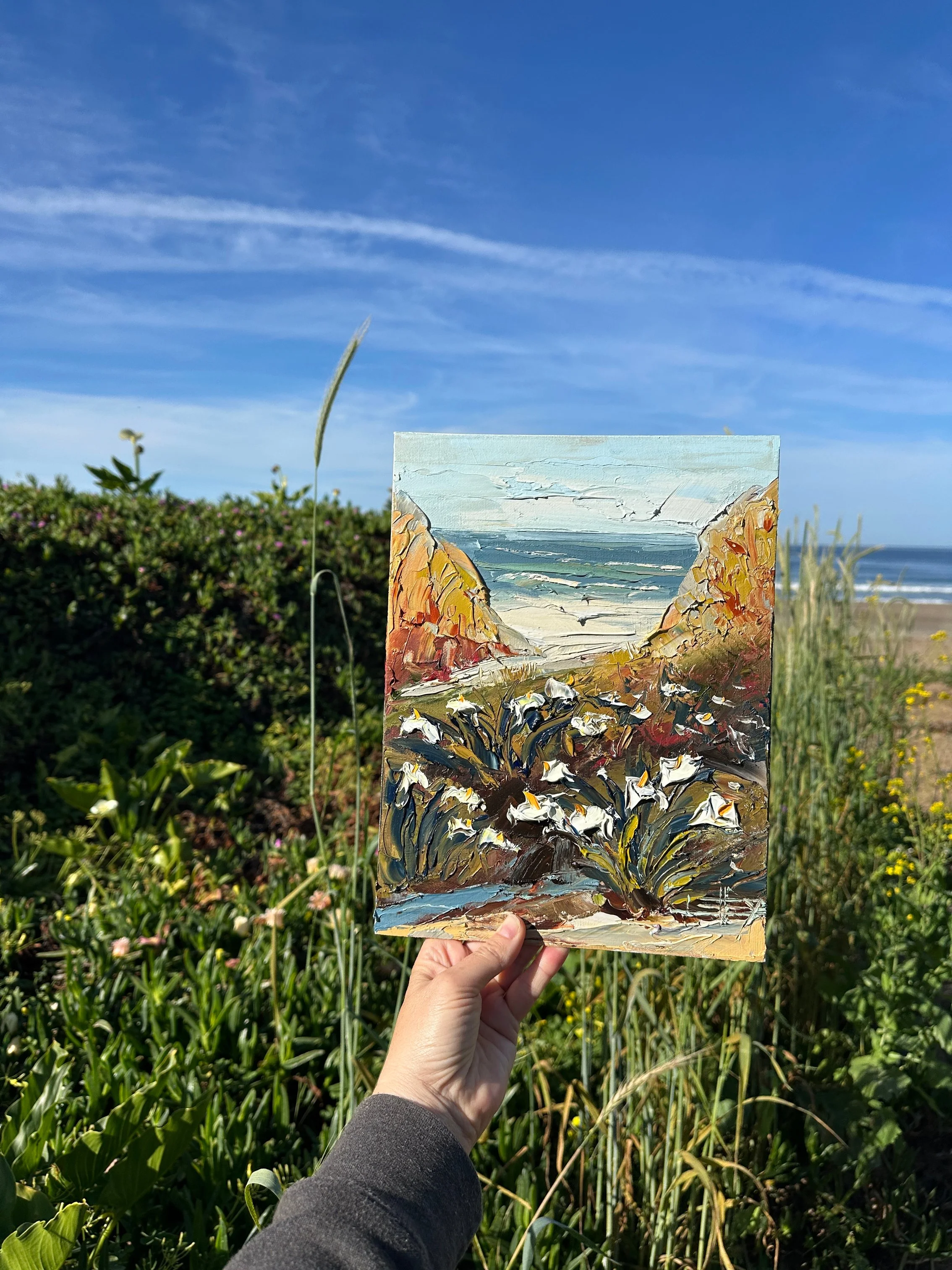 Calla Lily Valley Plein Air painting 9x12" by Lisa Elley