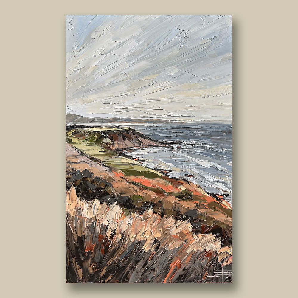 Pebble Beach Light original 30x48 palette knife painting inspired by Pebble Beach California